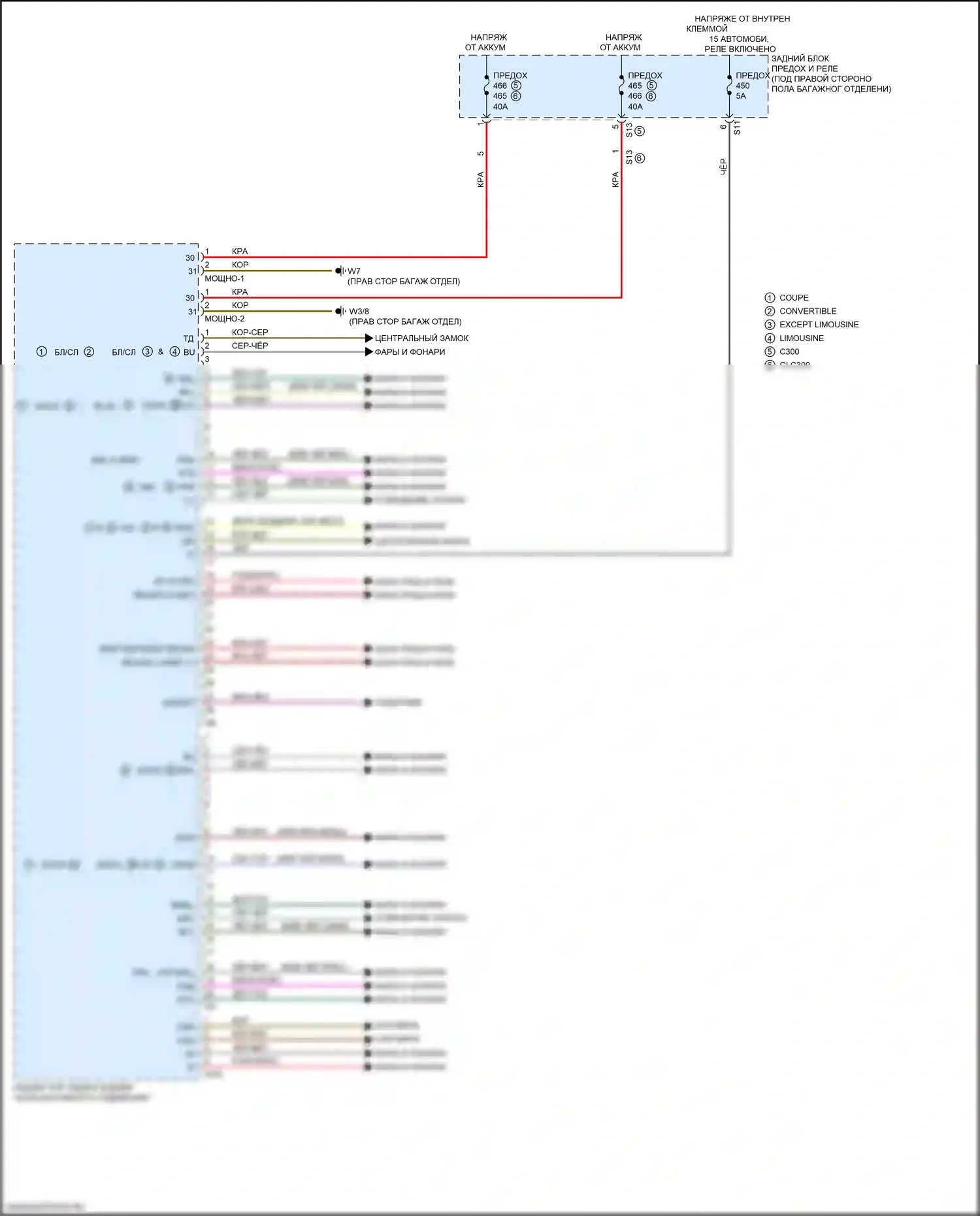 GLC-класс Mercedes-Benz X253 (2015-2019): Электросхема заднего блока управления sam (1 из 2) 