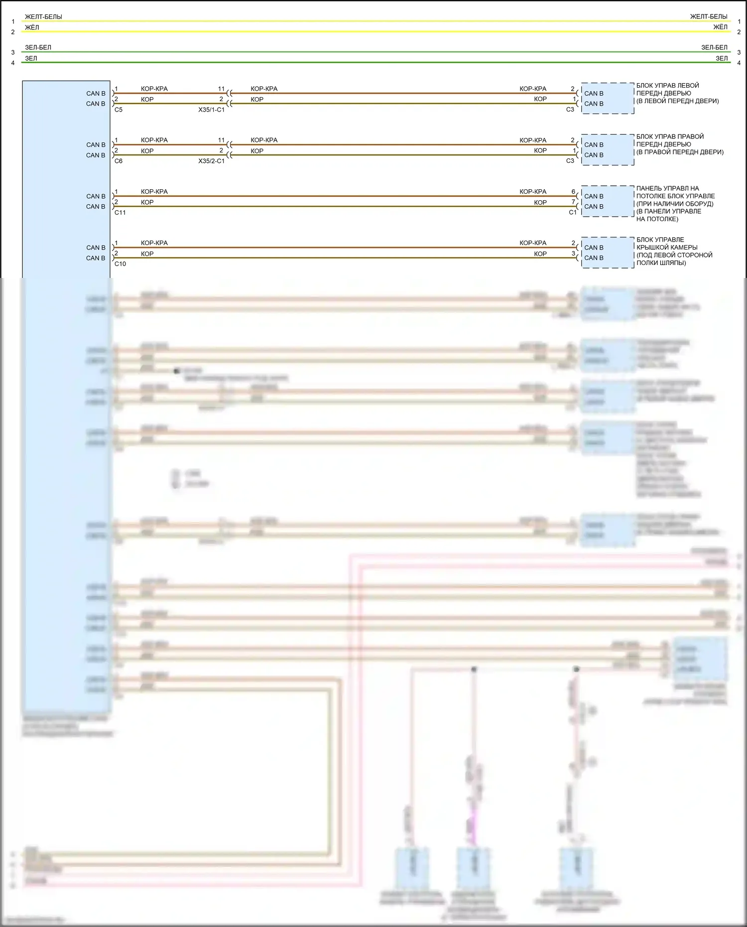 GLC-класс Mercedes-Benz X253 (2015-2019): Электросхема шины высокого/низкого уровня (4 из 6) 