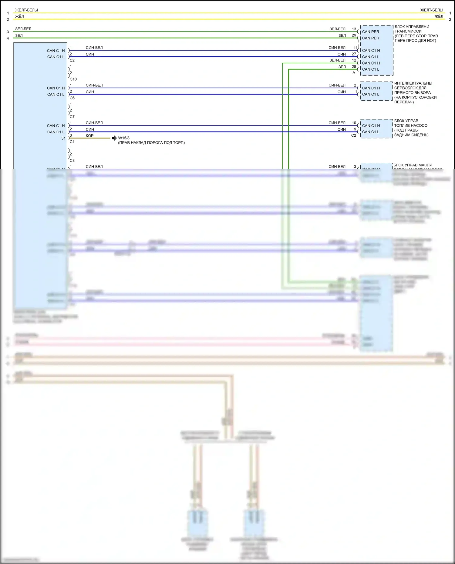 GLC-класс Mercedes-Benz X253 (2015-2019): Электросхема шины высокого/низкого уровня (5 из 6) 