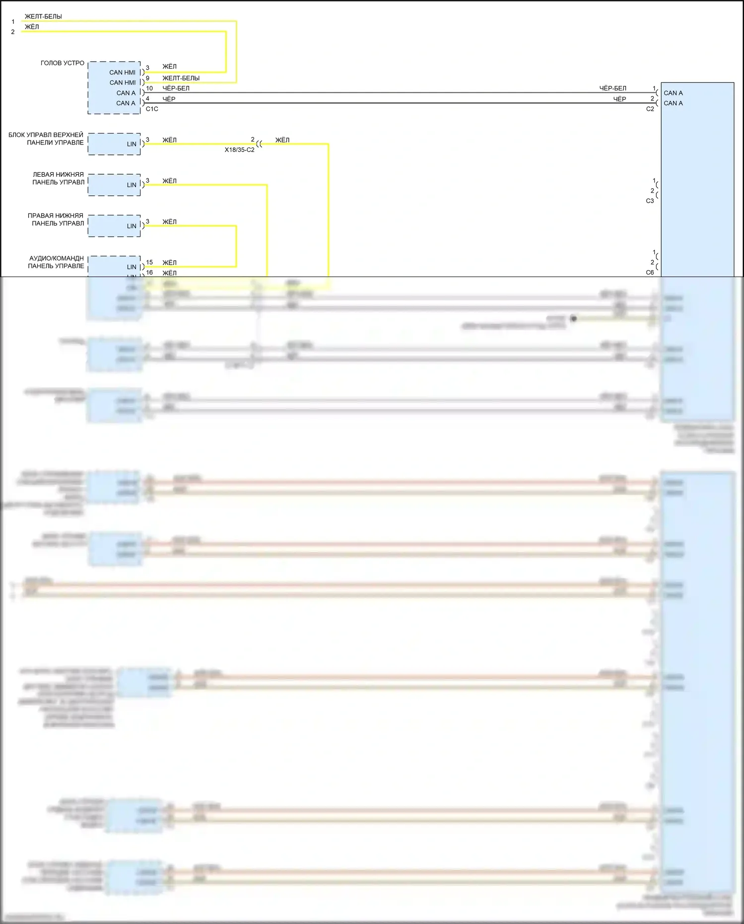 GLC-класс Mercedes-Benz X253 (2015-2019): Электросхема шины высокого/низкого уровня (6 из 6) 