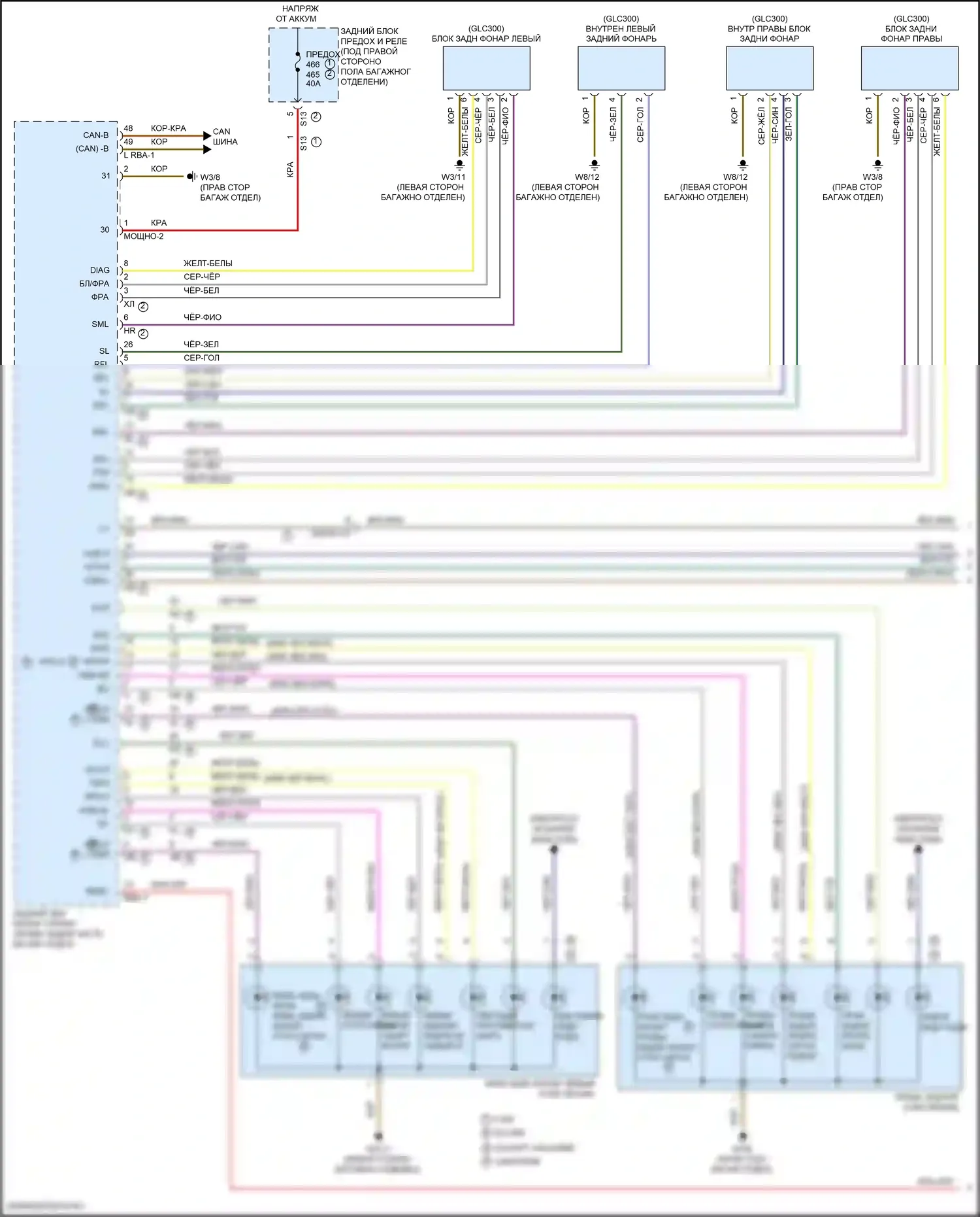 GLC-класс Mercedes-Benz X253 (2015-2019): Электросхема внешних огней, со статическими светодиодными фарами (1 из 4) 