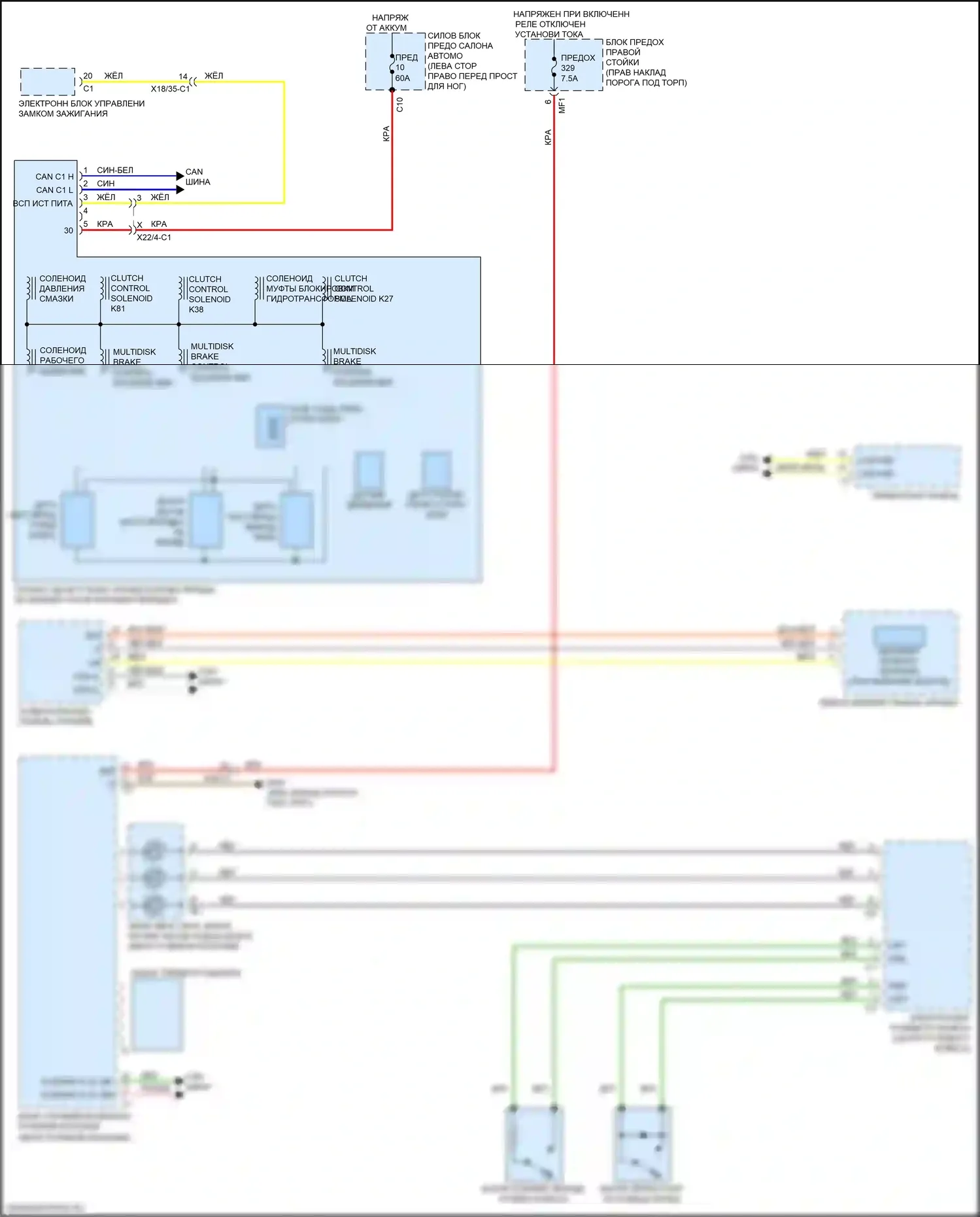 GLC-класс Mercedes-Benz X253 (2015-2019): Электросхема коробки передач 