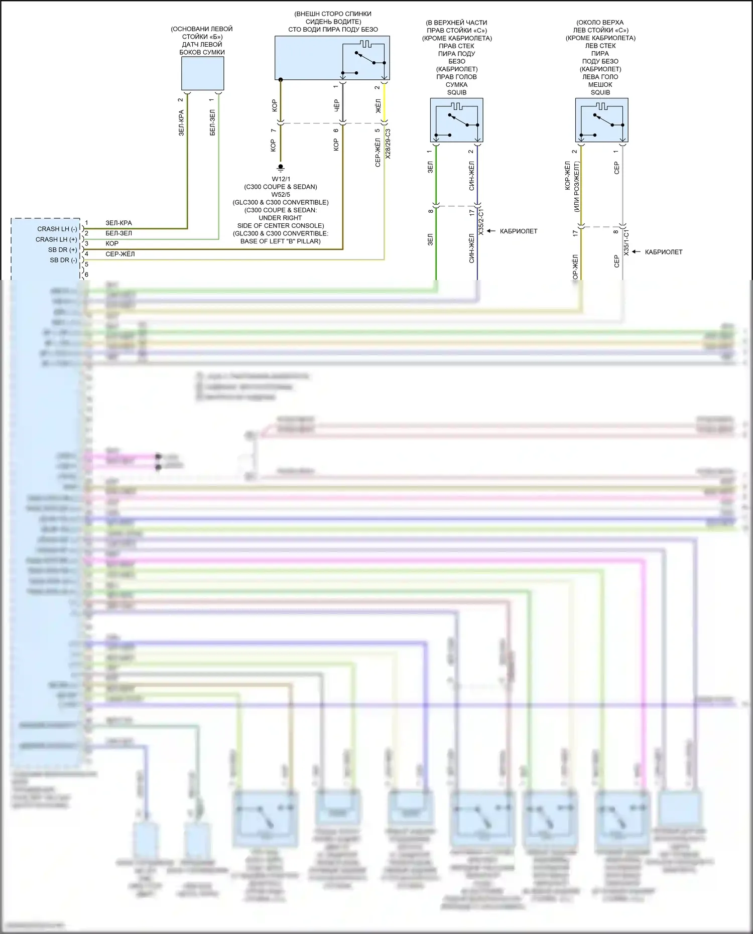 GLC-класс Mercedes-Benz X253 (2015-2019): Электросхема подушек безопасности (1 из 4) 