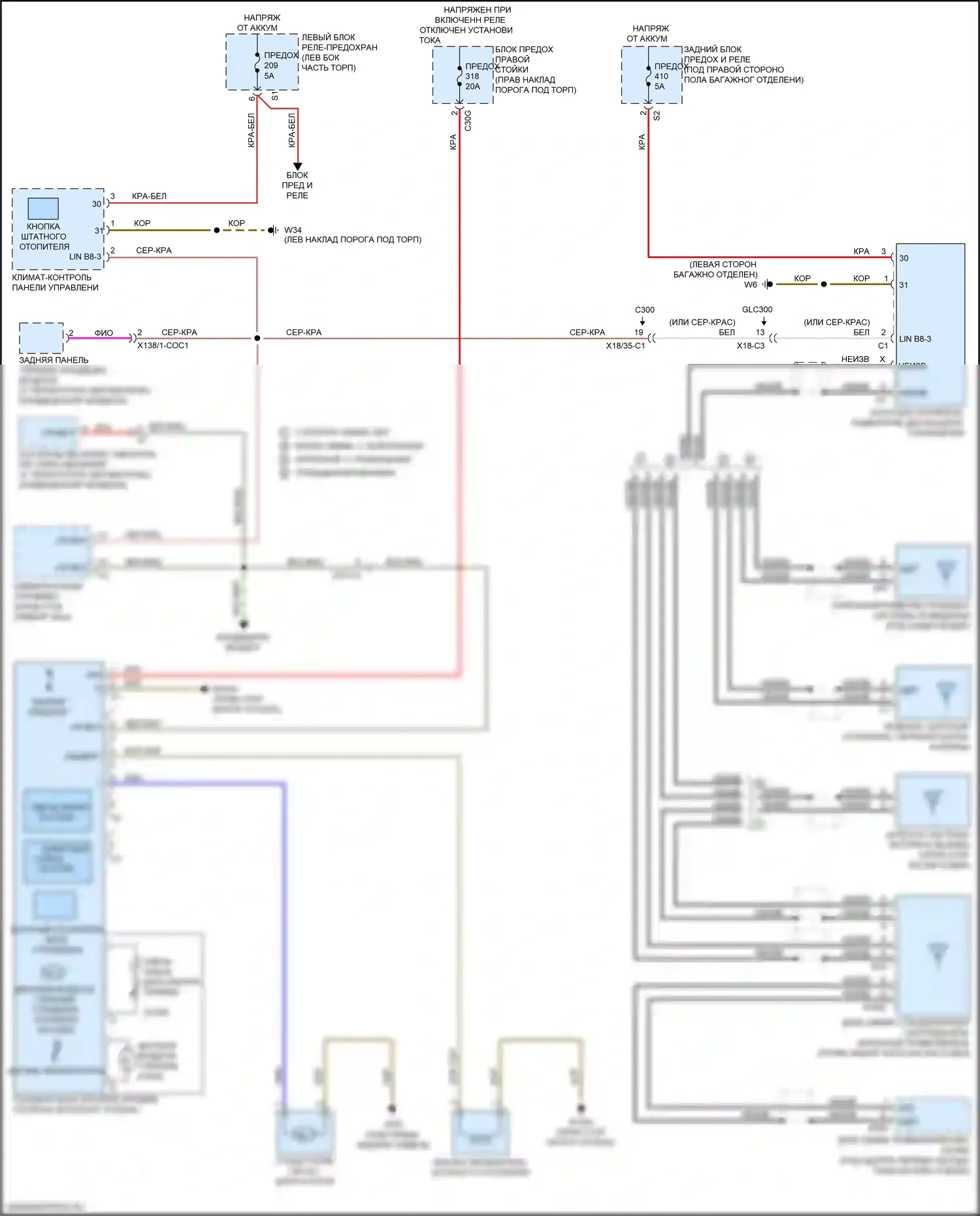 GLC-класс Mercedes-Benz X253 (2015-2019): Электросхема штатного отопителя 