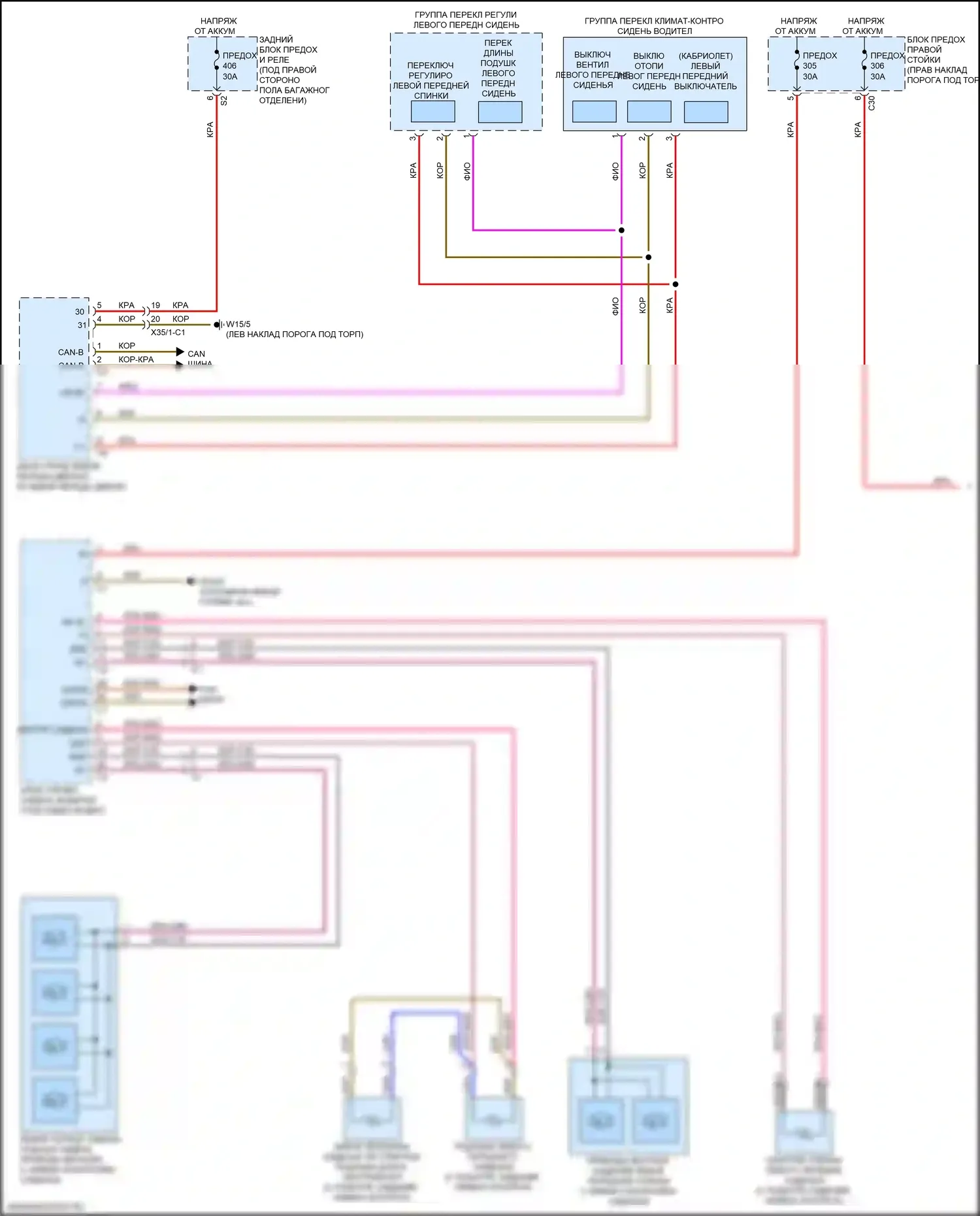 GLC-класс Mercedes-Benz X253 (2015-2019): Электросхема передней вентиляции и подогрева сидений, с памятью (1 из 2) 