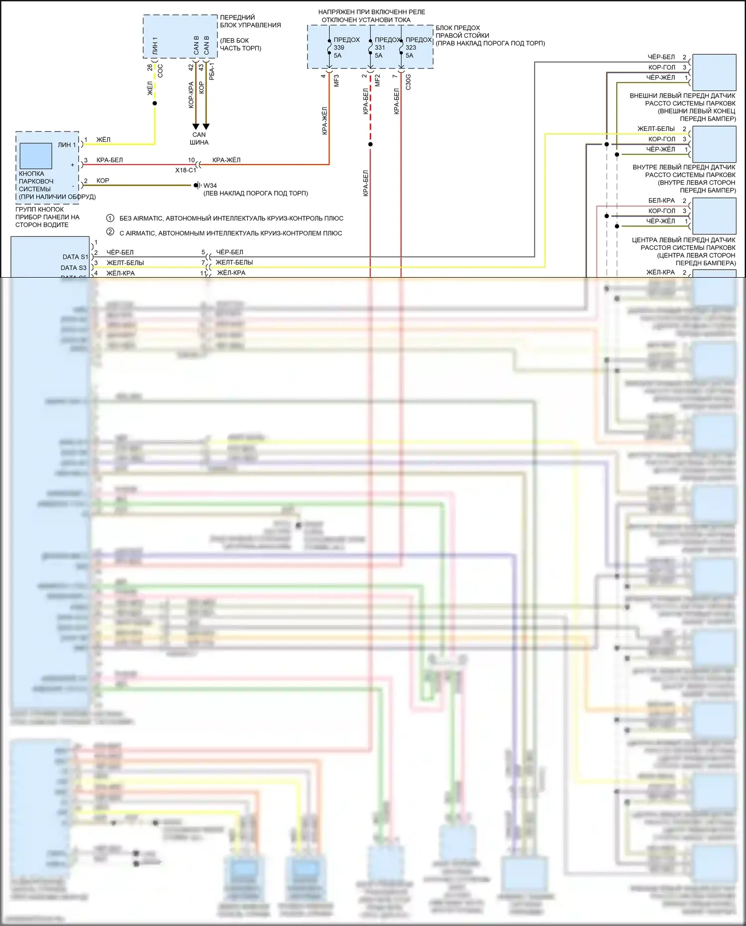 GLC-класс Mercedes-Benz X253 (2015-2019): Электросхема парктроника 