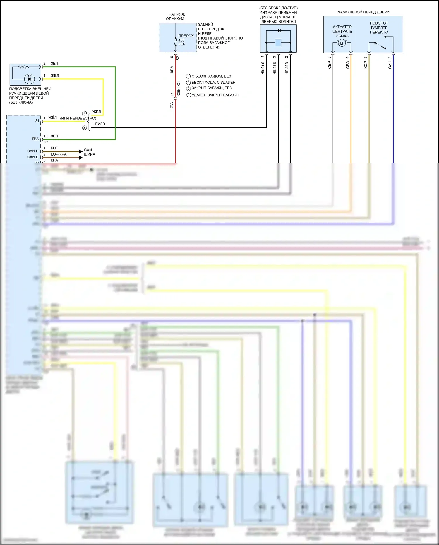 GLC-класс Mercedes-Benz X253 (2015-2019): Электросхема центрального замка с автоблокировкой (1 из 3) 
