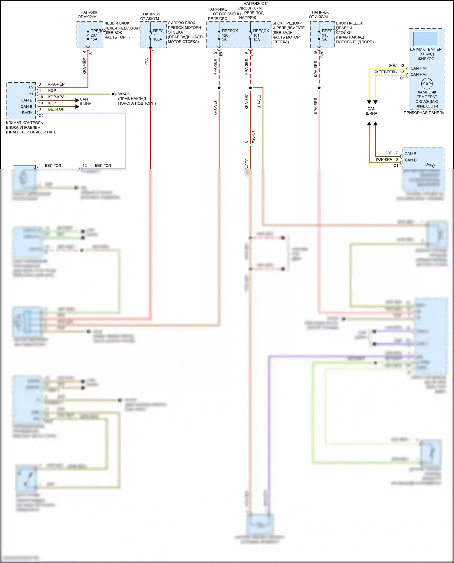 GLC-класс Mercedes-Benz X253 (2015-2019): Электросхема вентилятора охлаждения 