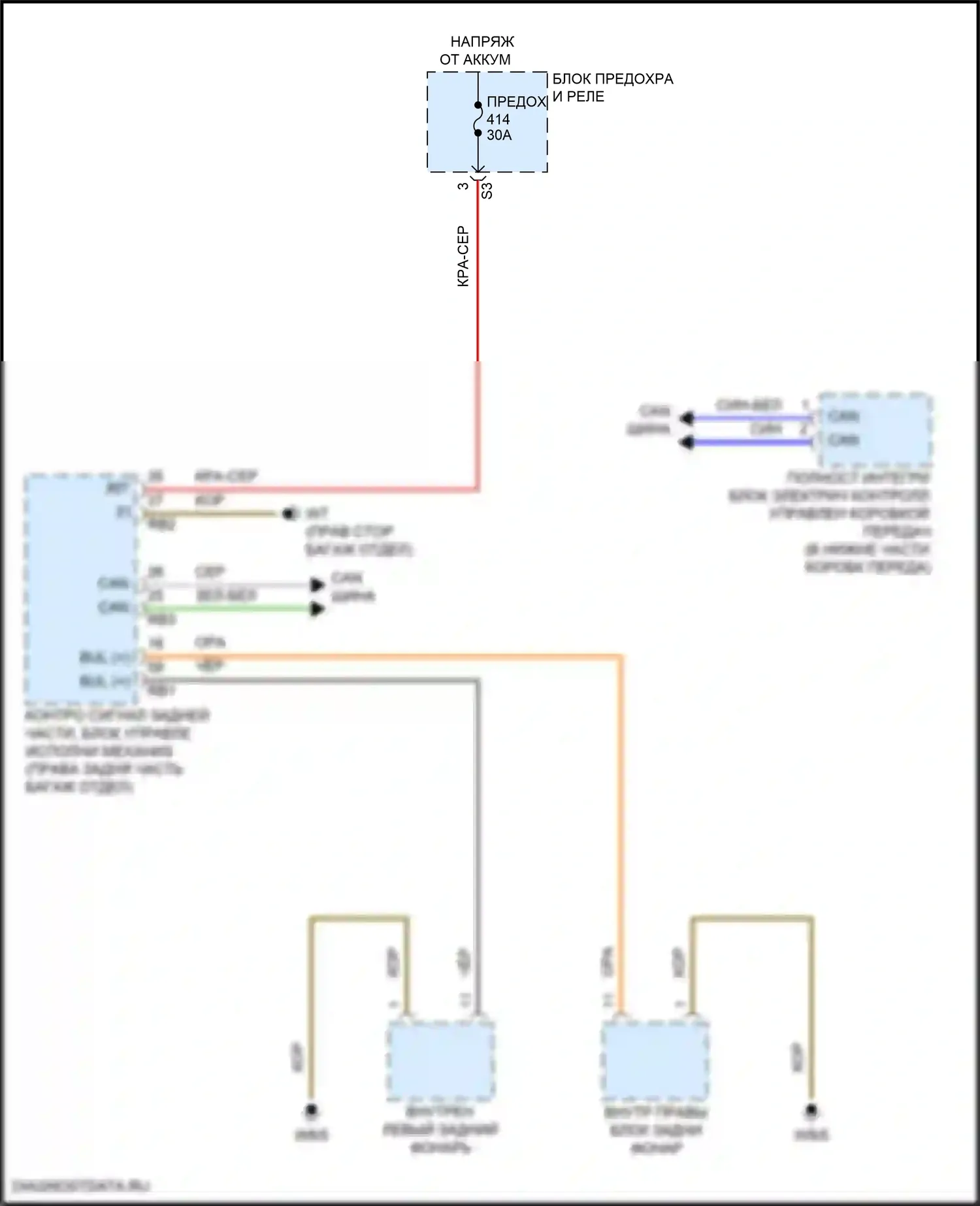 GLC-класс Mercedes-Benz X254 (2022-2024): Электросхема фонарей заднего хода, внедорожник 