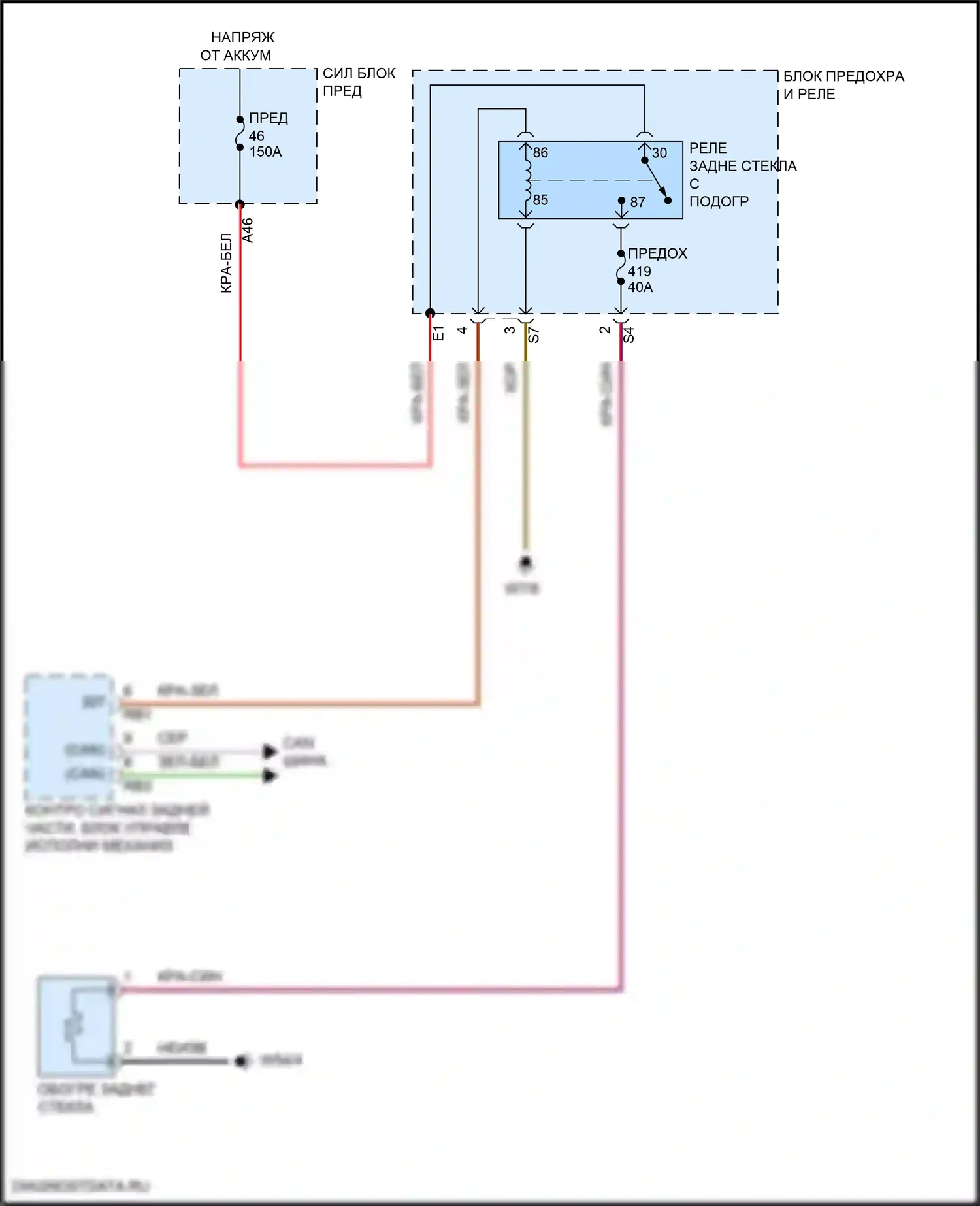 GLC-класс Mercedes-Benz X254 (2022-2024): Электросхема заднего подогрева, внедорожник 