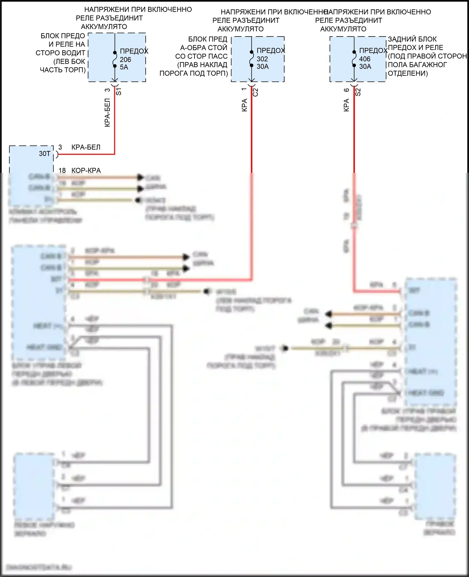 GLC-класс Mercedes-Benz X254 (2022-2024): Электросхема зеркал с подогревом, купе 
