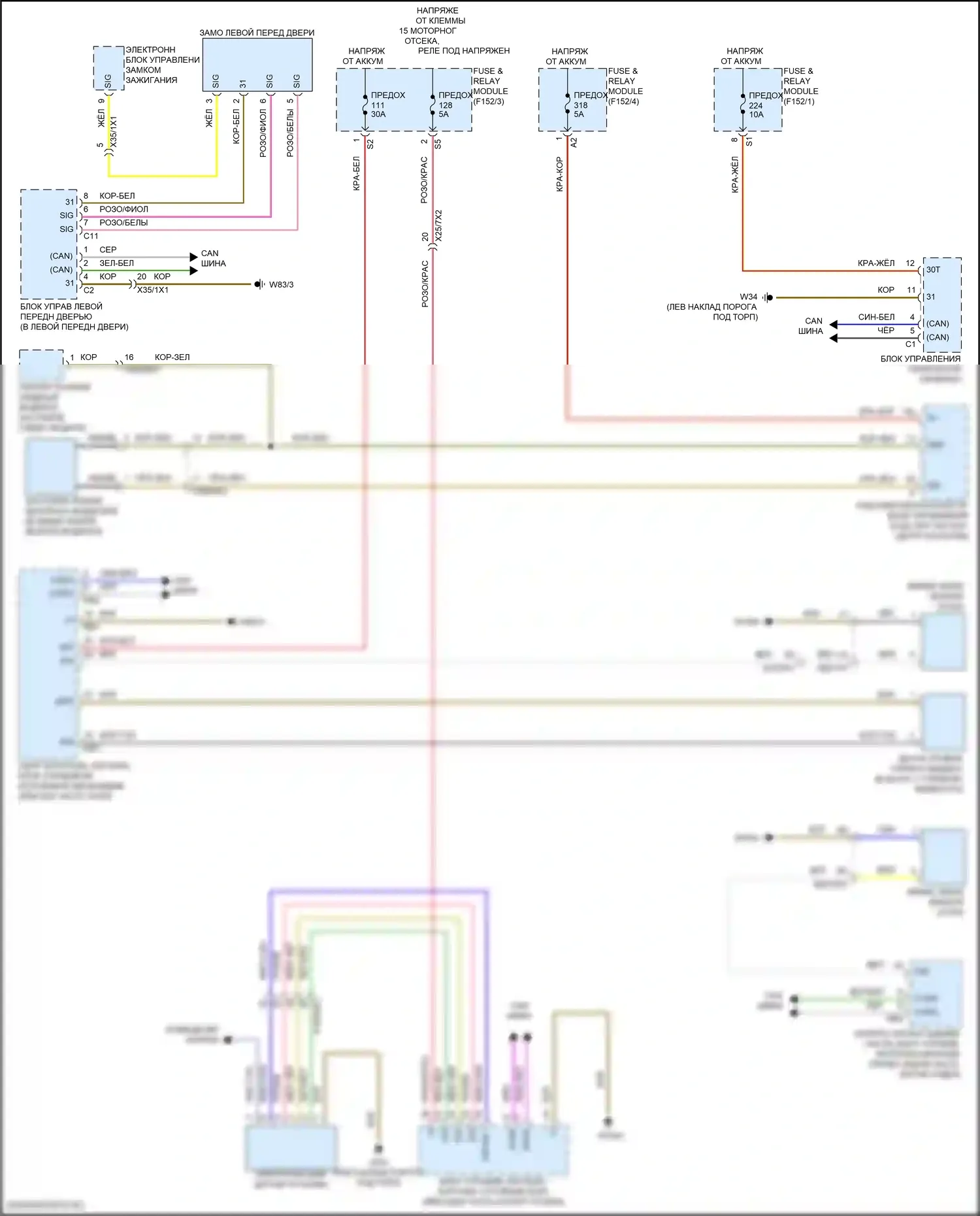 GLC-класс Mercedes-Benz X254 (2022-2024): Электросхема сигнализации ремней безопасности, внедорожник 