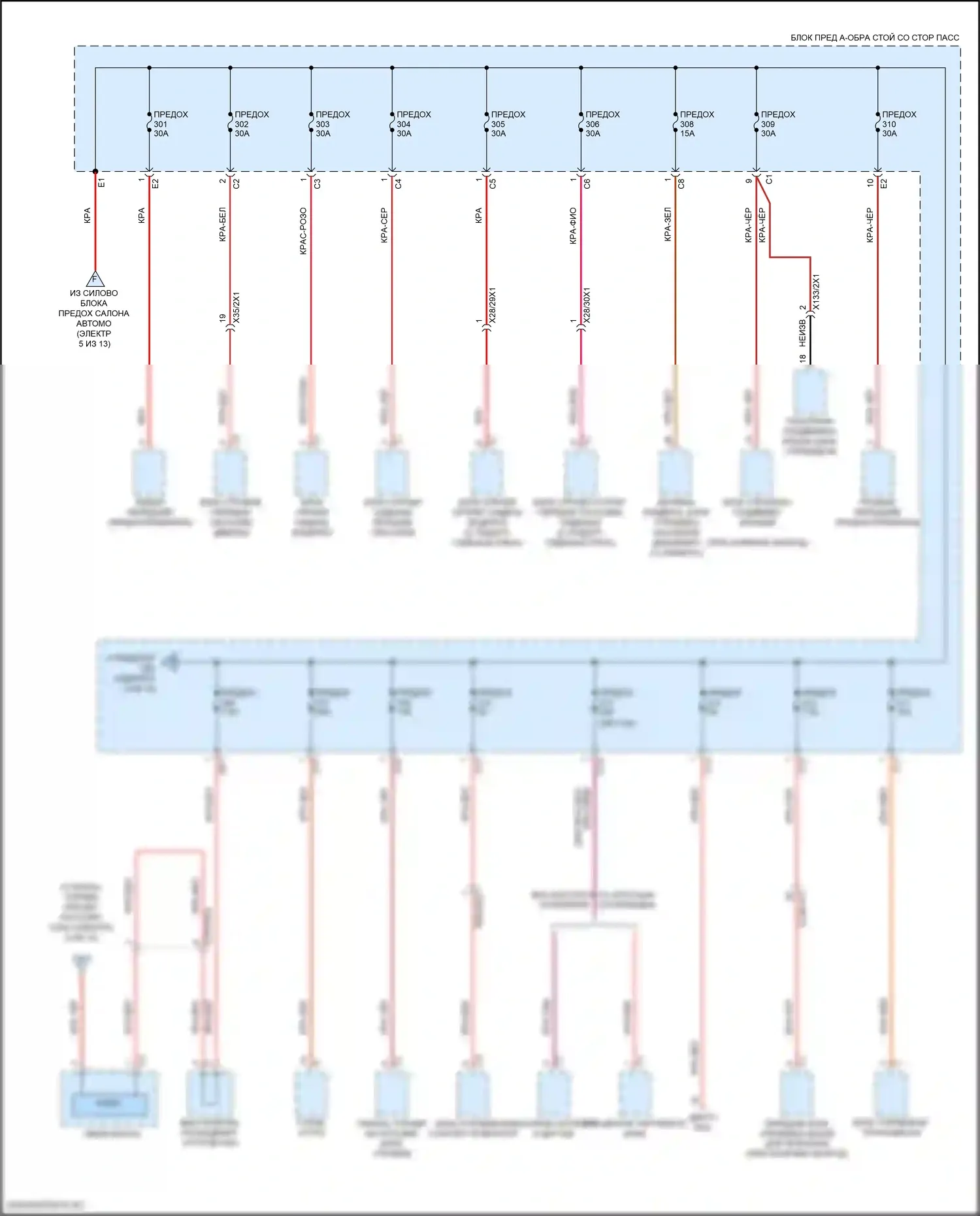 GLE-класс Coupe Mercedes-Benz C167 (2019-2023): Электросхема блока предохранителей реле (2 из 13) 