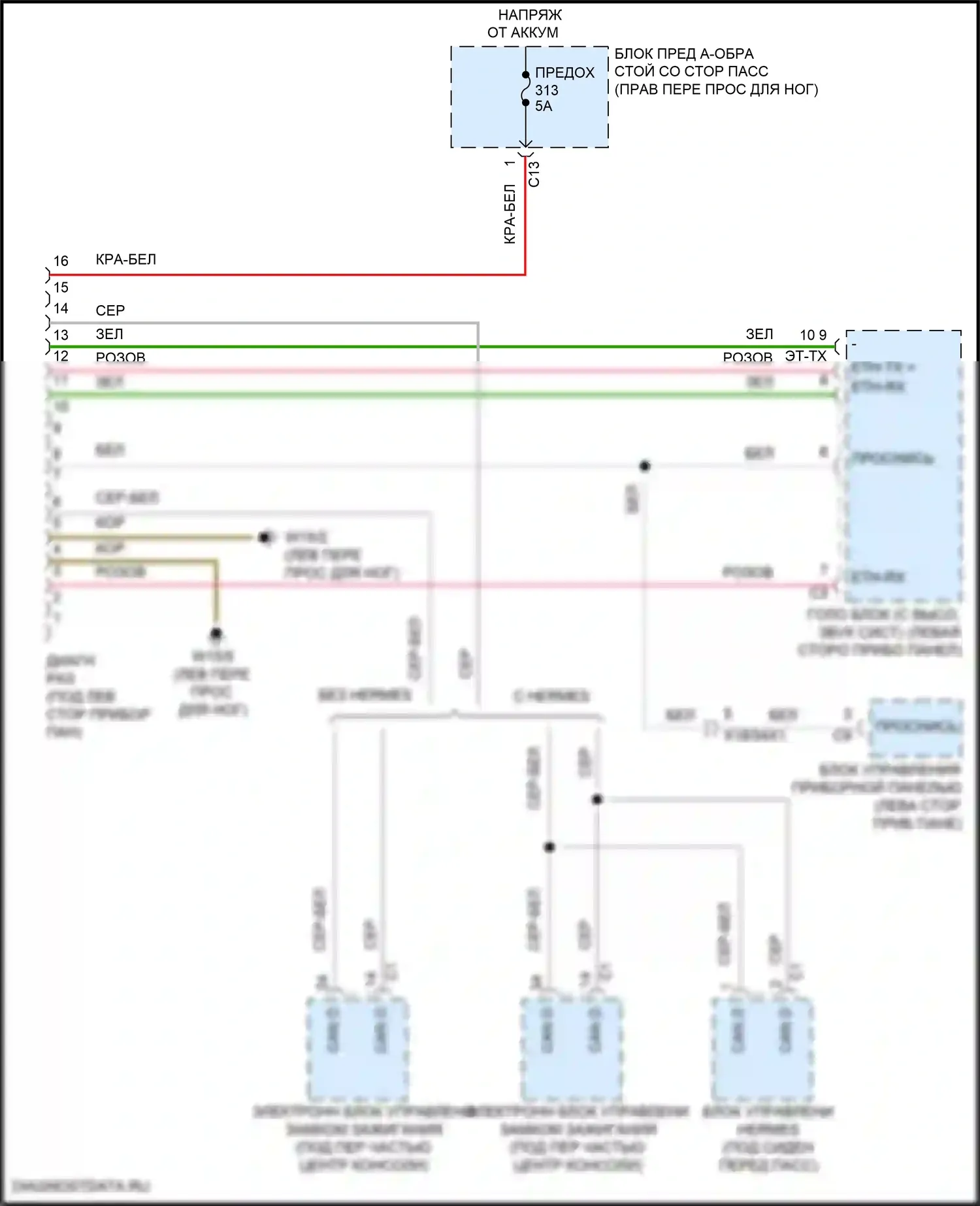 GLE-класс Coupe Mercedes-Benz C167 (2019-2023): Электросхема диагностического разхъема 