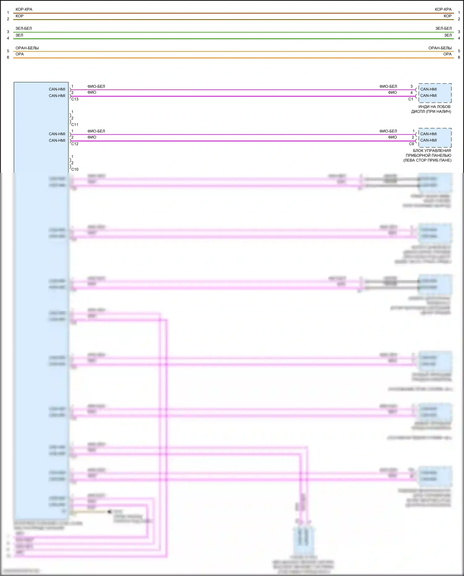 GLE-класс Coupe Mercedes-Benz C167 (2019-2023): Электросхема шины высокого/низкого уровня (4 из 8) 
