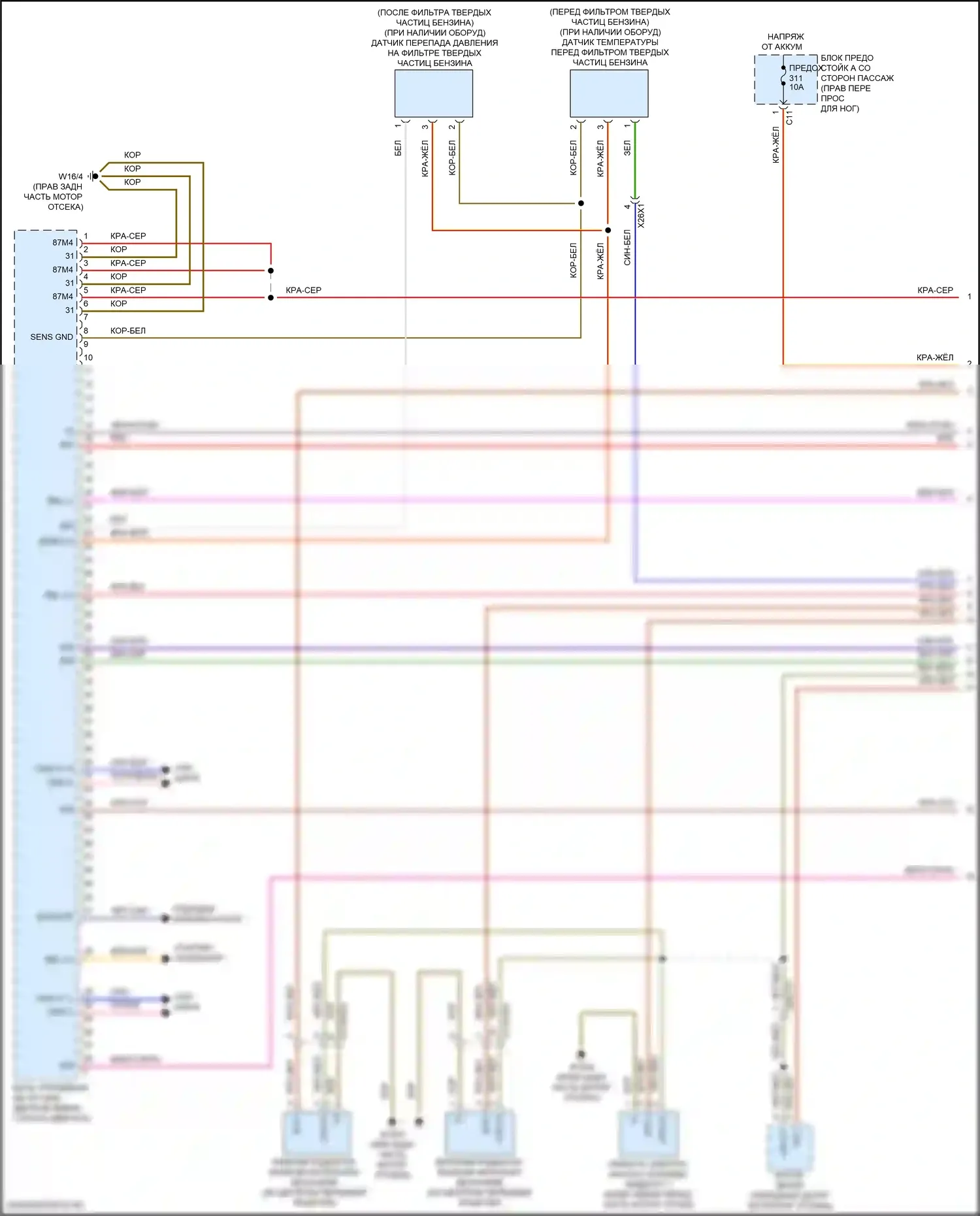 GLE-класс Coupe Mercedes-Benz C167 (2019-2023): Электросхема двигателя 2.0л турбо (1 из 8) 