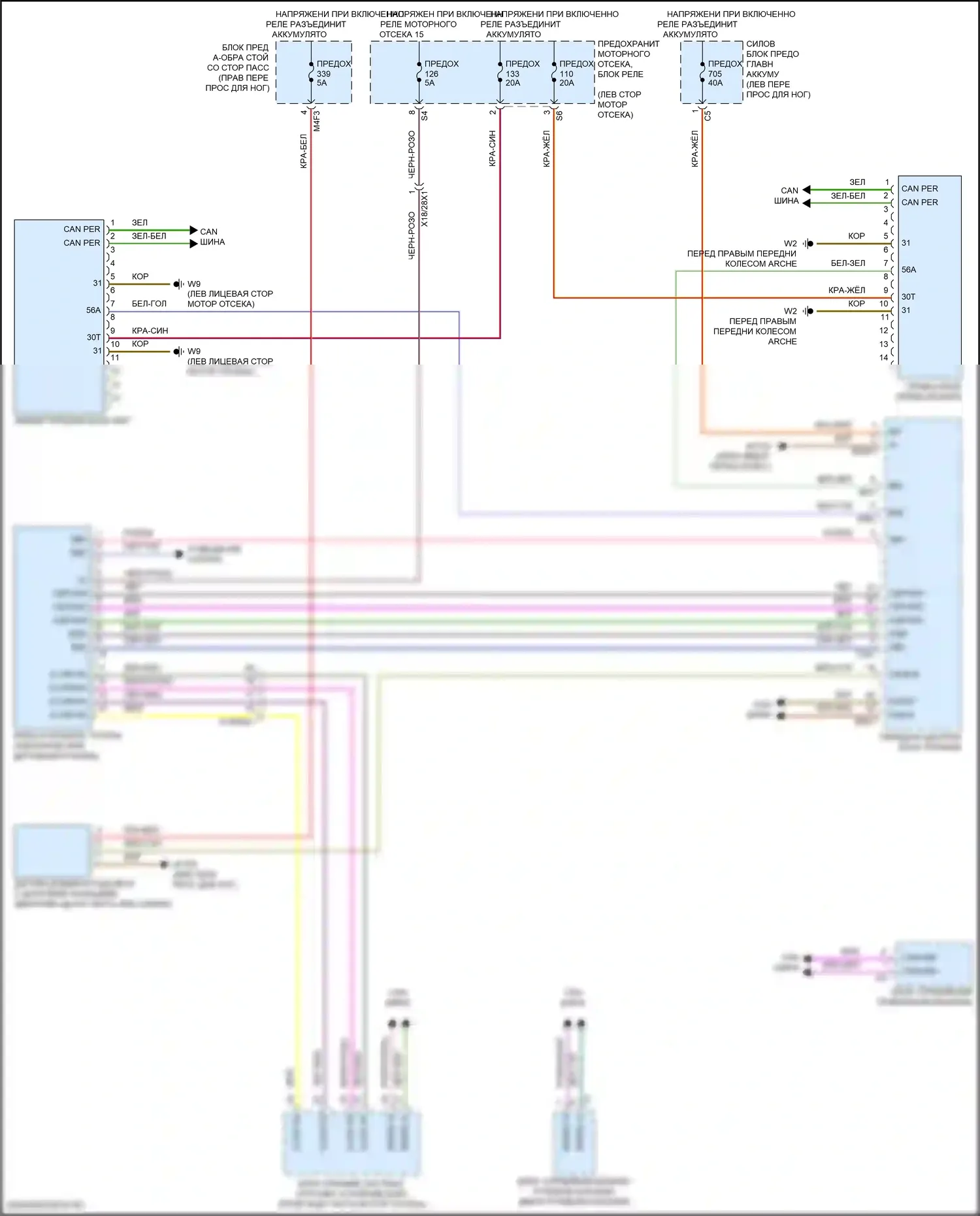 GLE-класс Coupe Mercedes-Benz C167 (2019-2023): Электросхема фар, без светодиодных фар 