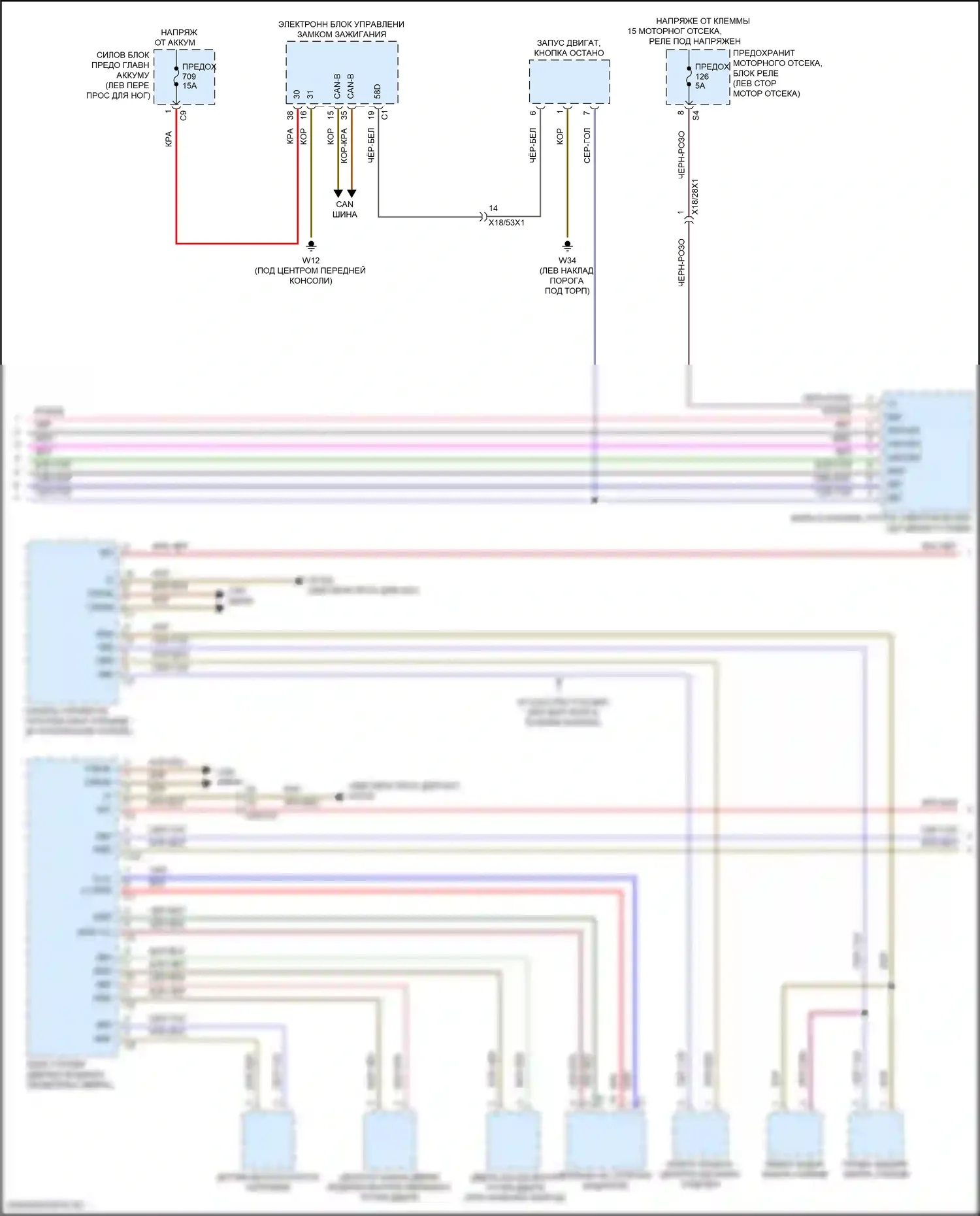 GLE-класс Coupe Mercedes-Benz C167 (2019-2023): Электросхема подсветки приборной панели (2 из 3) 