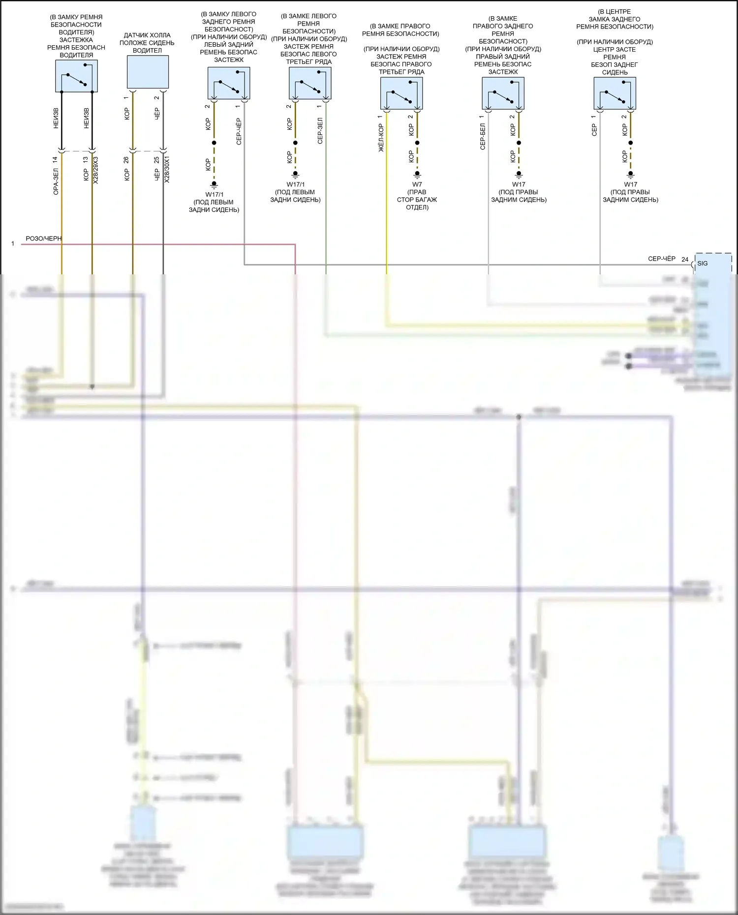 GLE-класс Coupe Mercedes-Benz C167 (2019-2023): Электросхема подушек безопасности (2 из 5) 