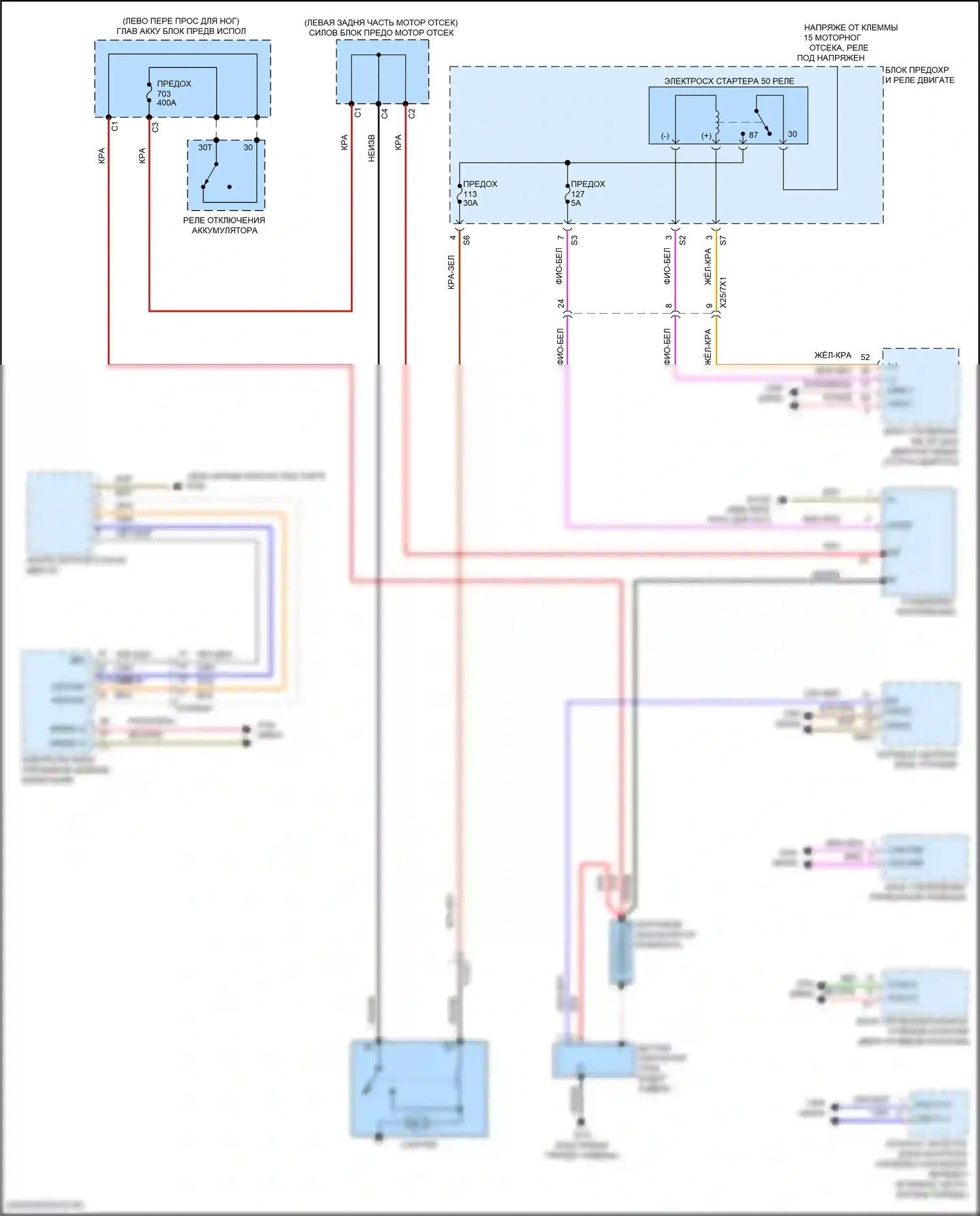 GLE-класс Coupe Mercedes-Benz C167 (2019-2023): Электросхема стартера 