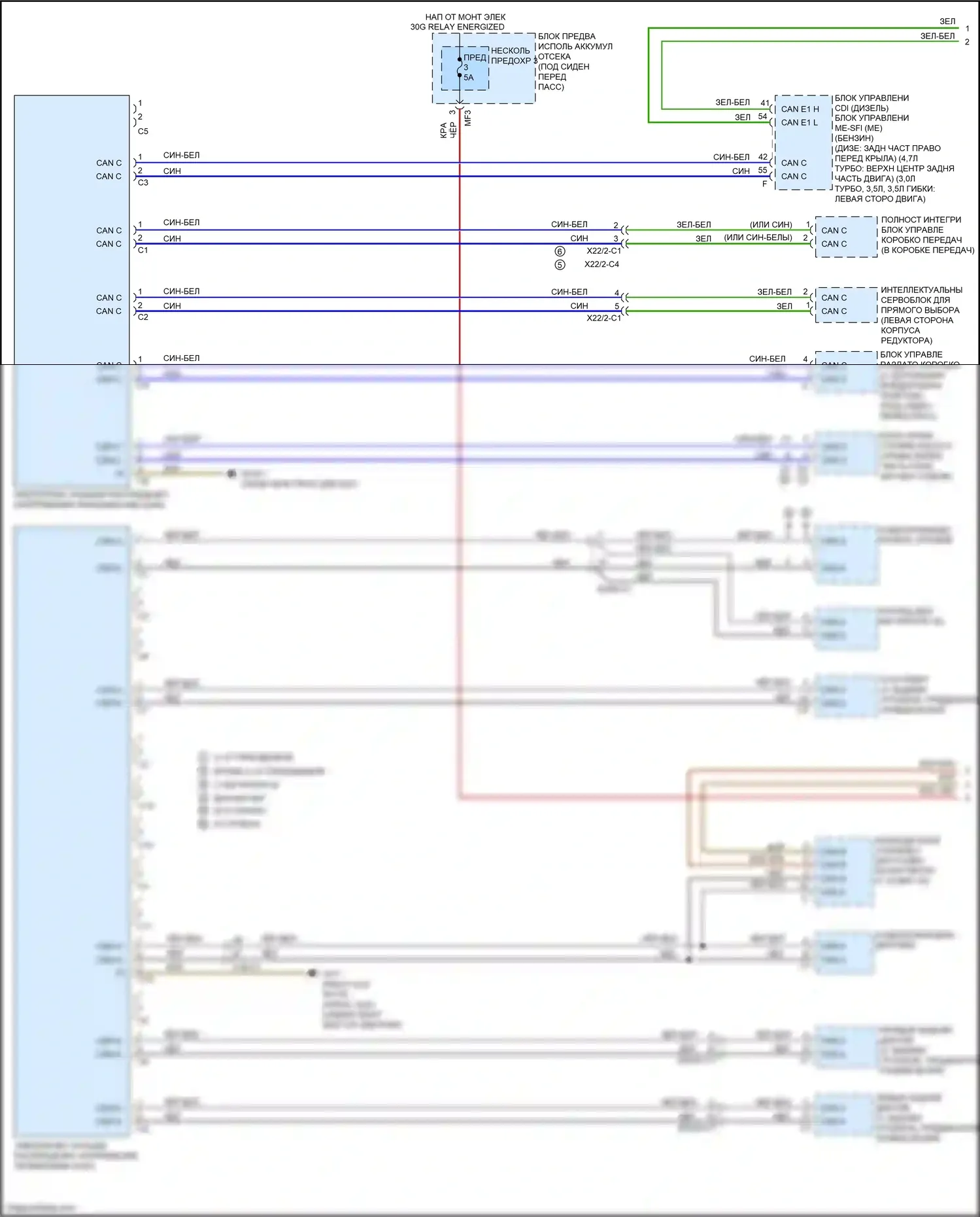 GLE-класс Coupe Mercedes-Benz C292 (2015-2019): Электросхема шины высокого/низкого уровня (1 из 5) 