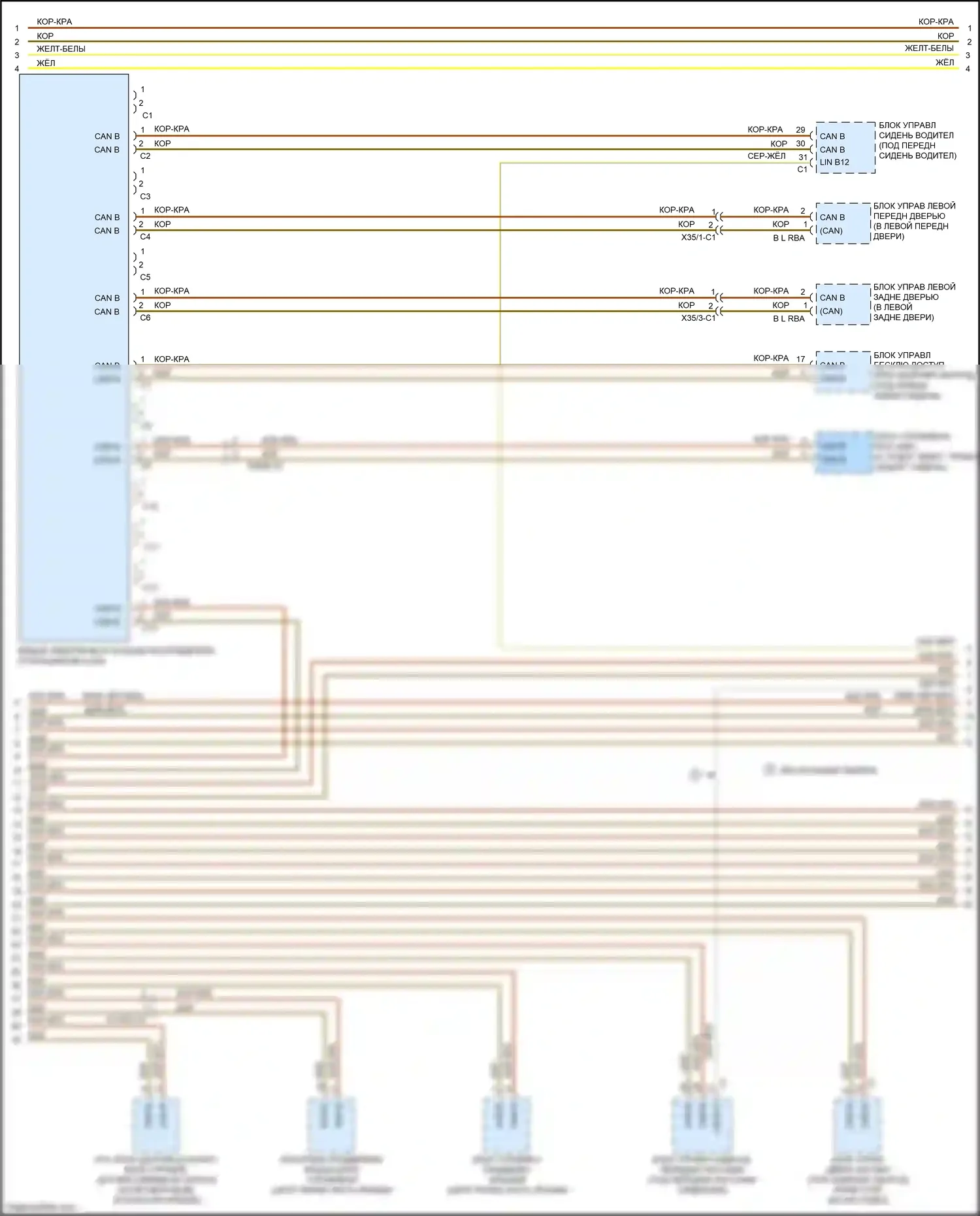GLE-класс Coupe Mercedes-Benz C292 (2015-2019): Электросхема шины высокого/низкого уровня (4 из 5) 