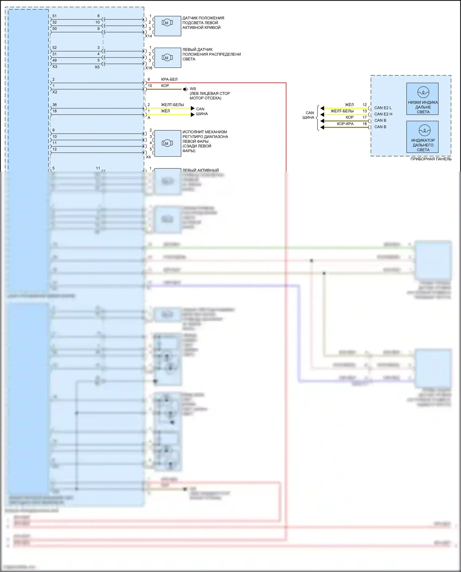 GLE-класс Coupe Mercedes-Benz C292 (2015-2019): Электросхема фар, со светодиодными фарами (2 из 3) 