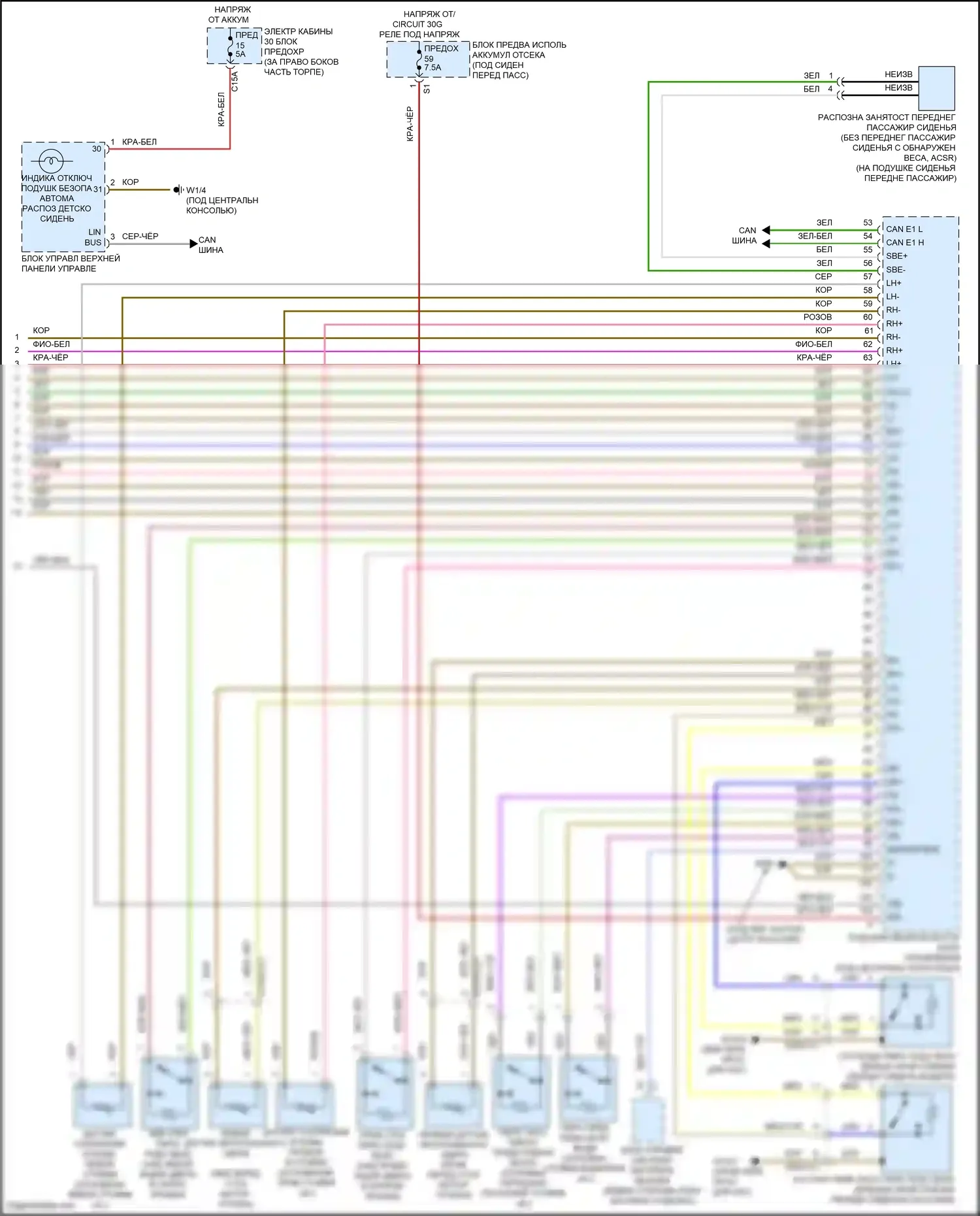 GLE-класс Coupe Mercedes-Benz C292 (2015-2019): Электросхема подушек безопасности (4 из 4) 
