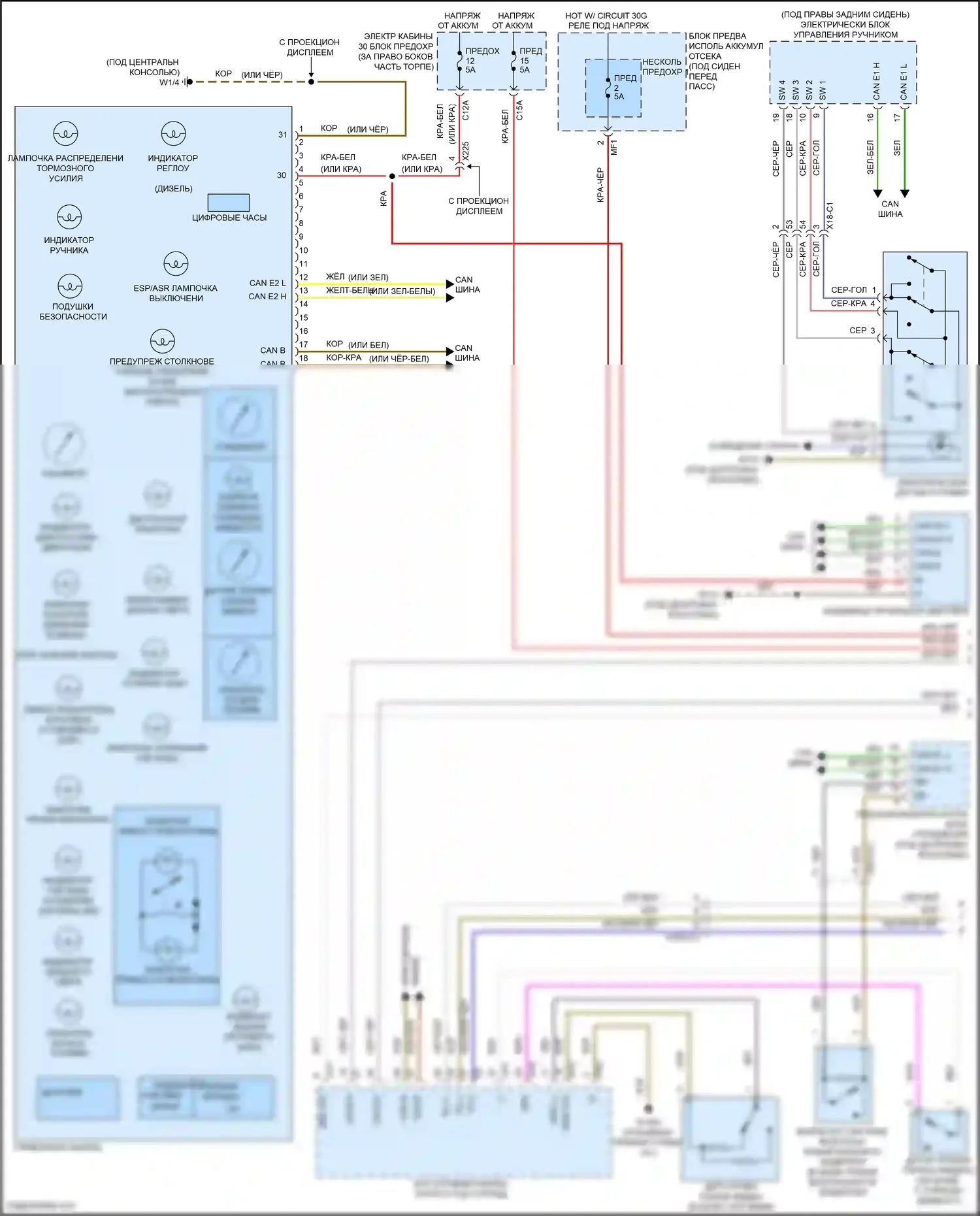GLE-класс Coupe Mercedes-Benz C292 (2015-2019): Электросхема приборной панели (1 из 2) 