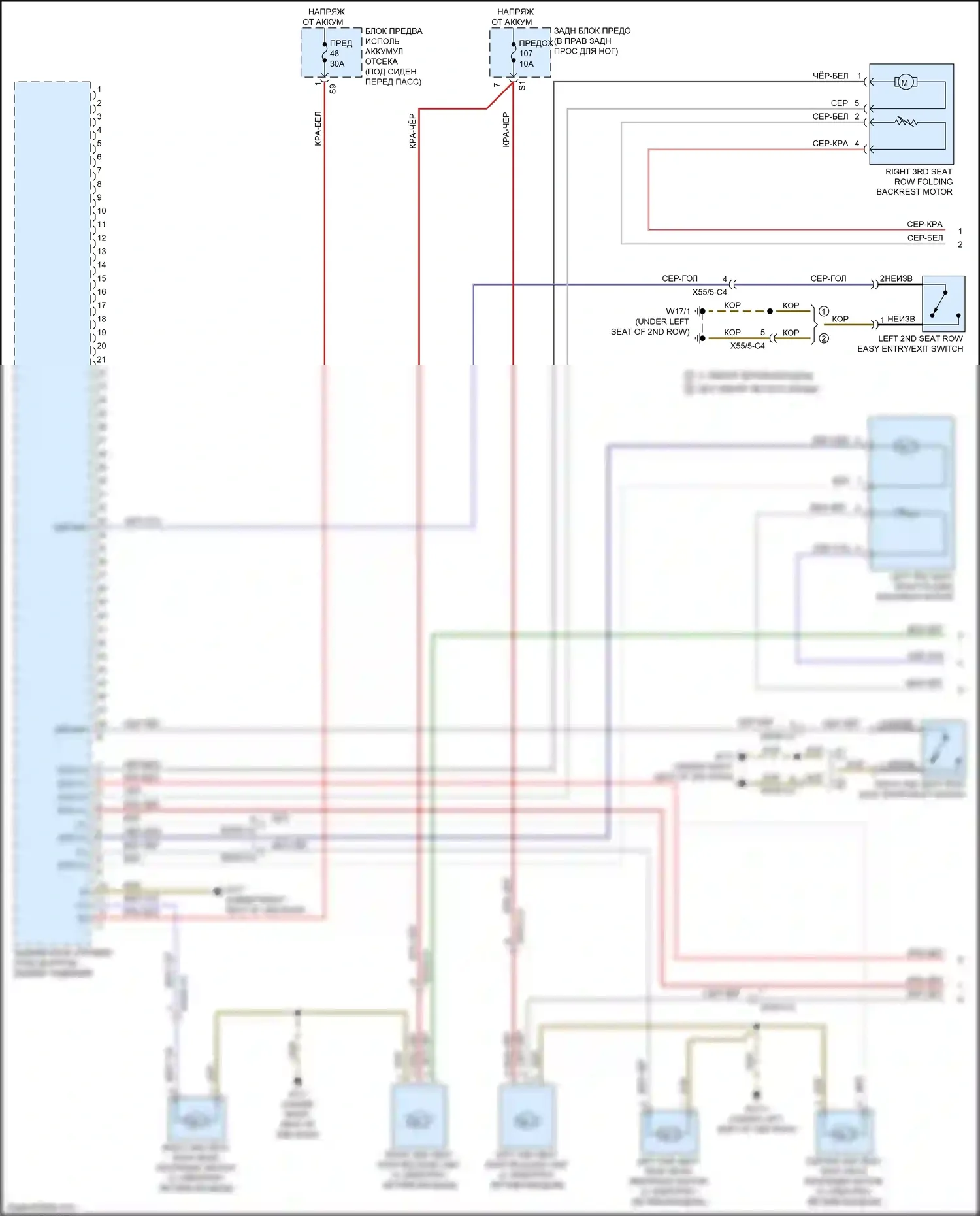 GLE-класс Coupe Mercedes-Benz C292 (2015-2019): Электросхема заднего откидного кресла (1 из 2) 