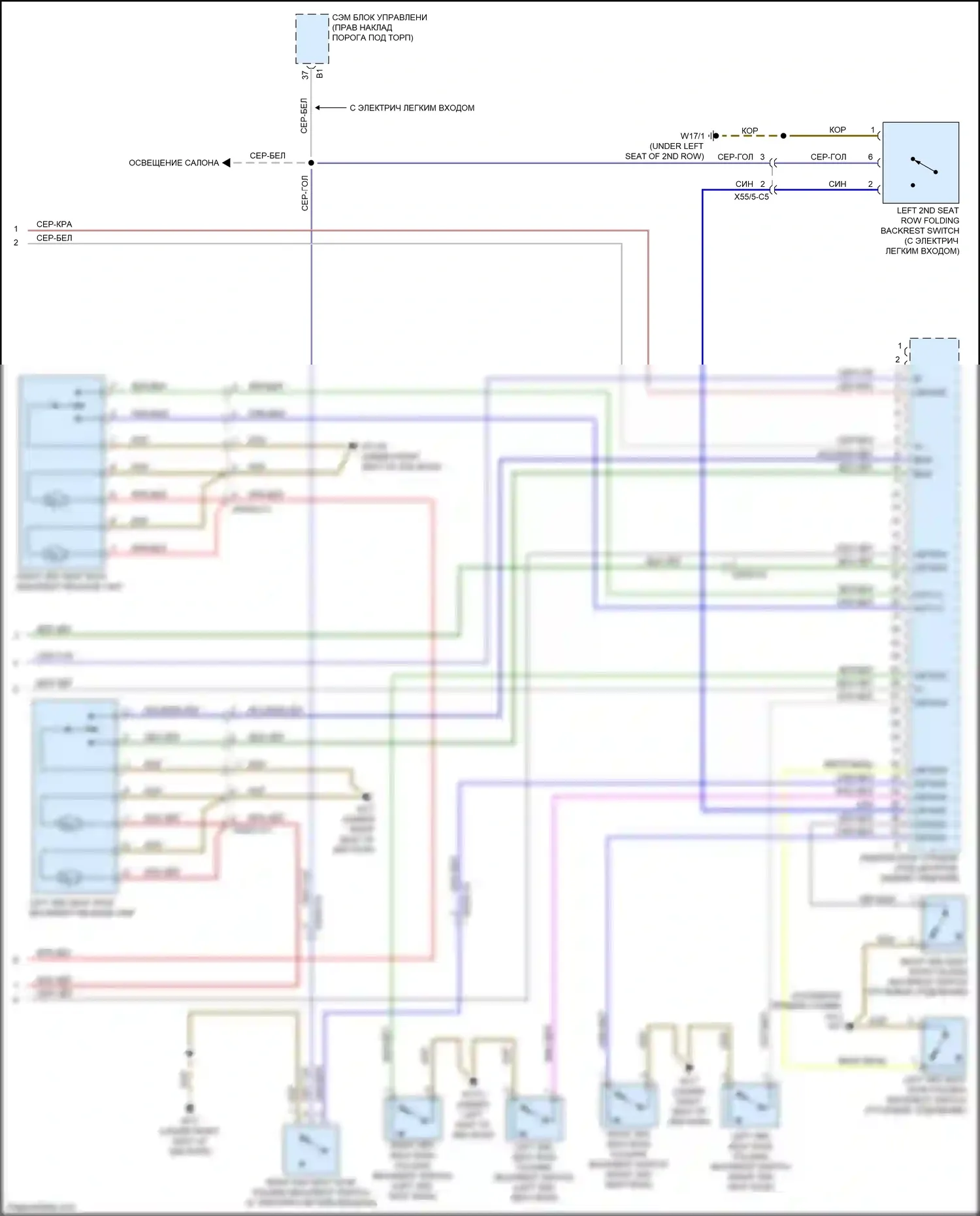 GLE-класс Coupe Mercedes-Benz C292 (2015-2019): Электросхема заднего откидного сиденья (2 из 2) 
