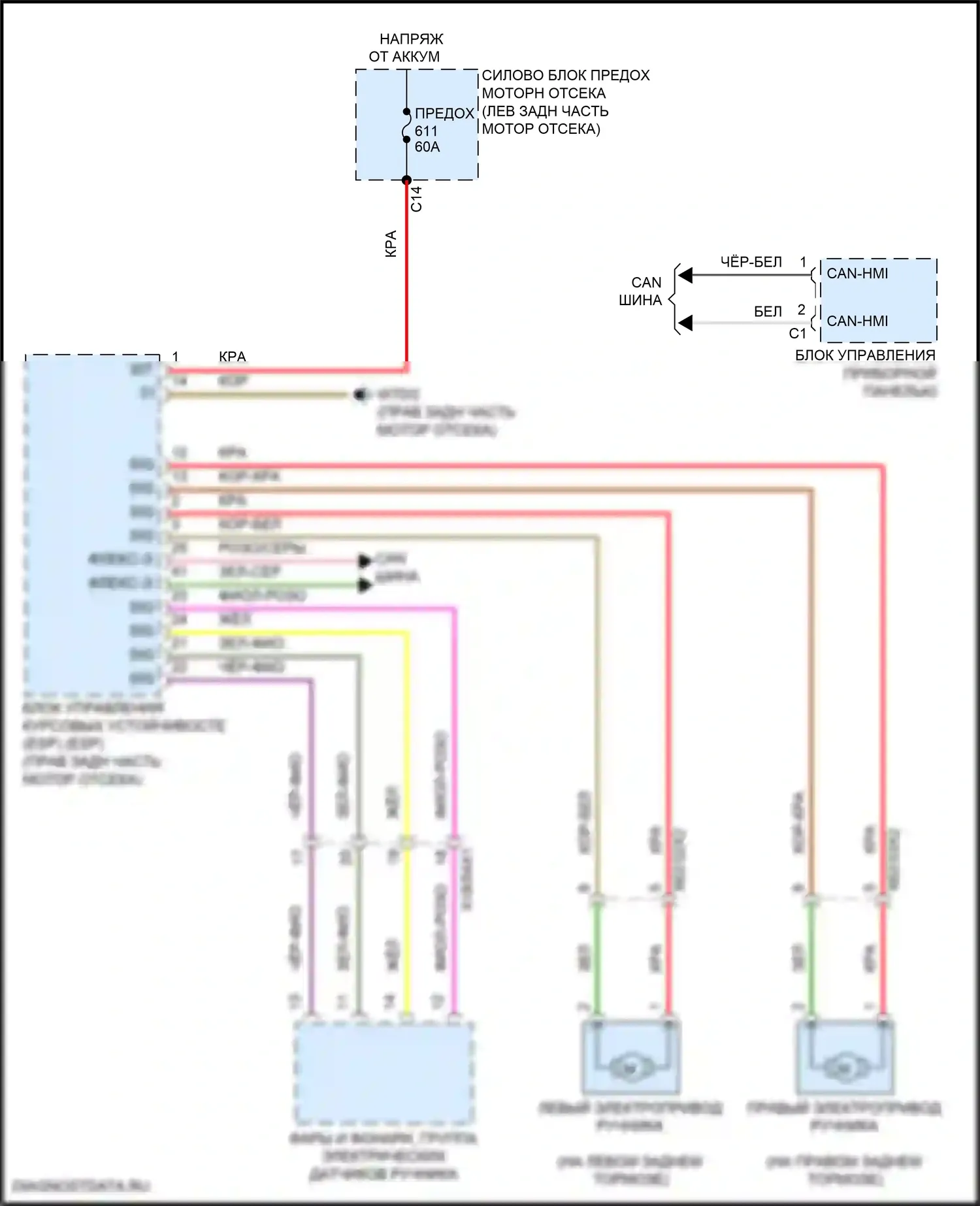 GLE-класс Mercedes-Benz V167 рестайлинг (2023-2024): Электросхема блокировки селектора 