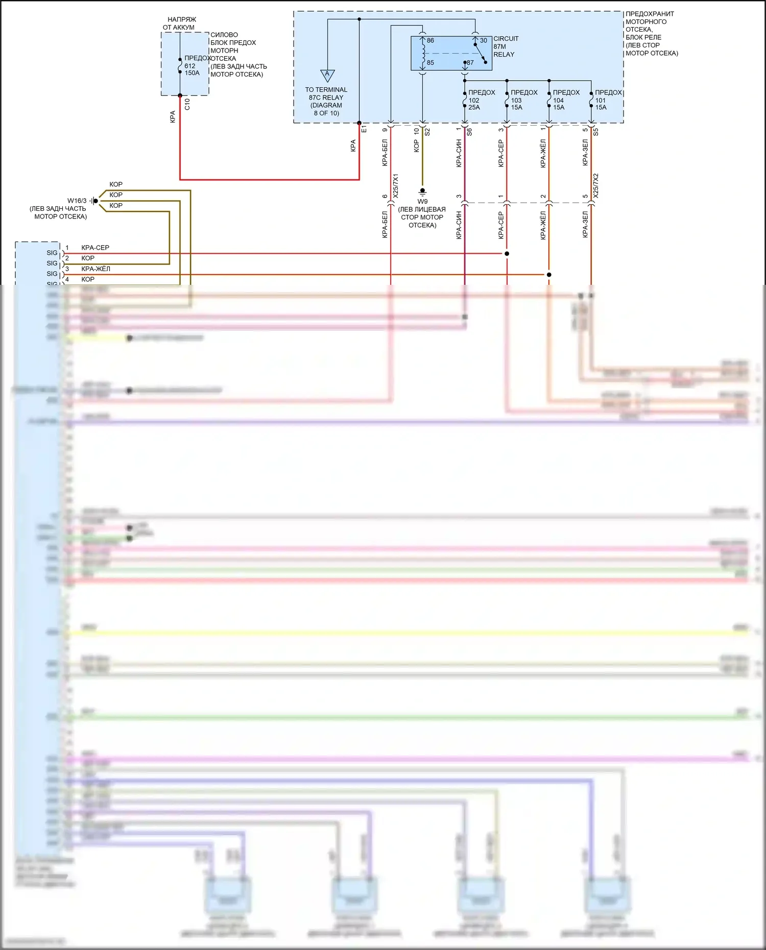 GLE-класс Mercedes-Benz V167 рестайлинг (2023-2024): Электросхема двигателя 2.0л турбо гибрид (1 из 10) 