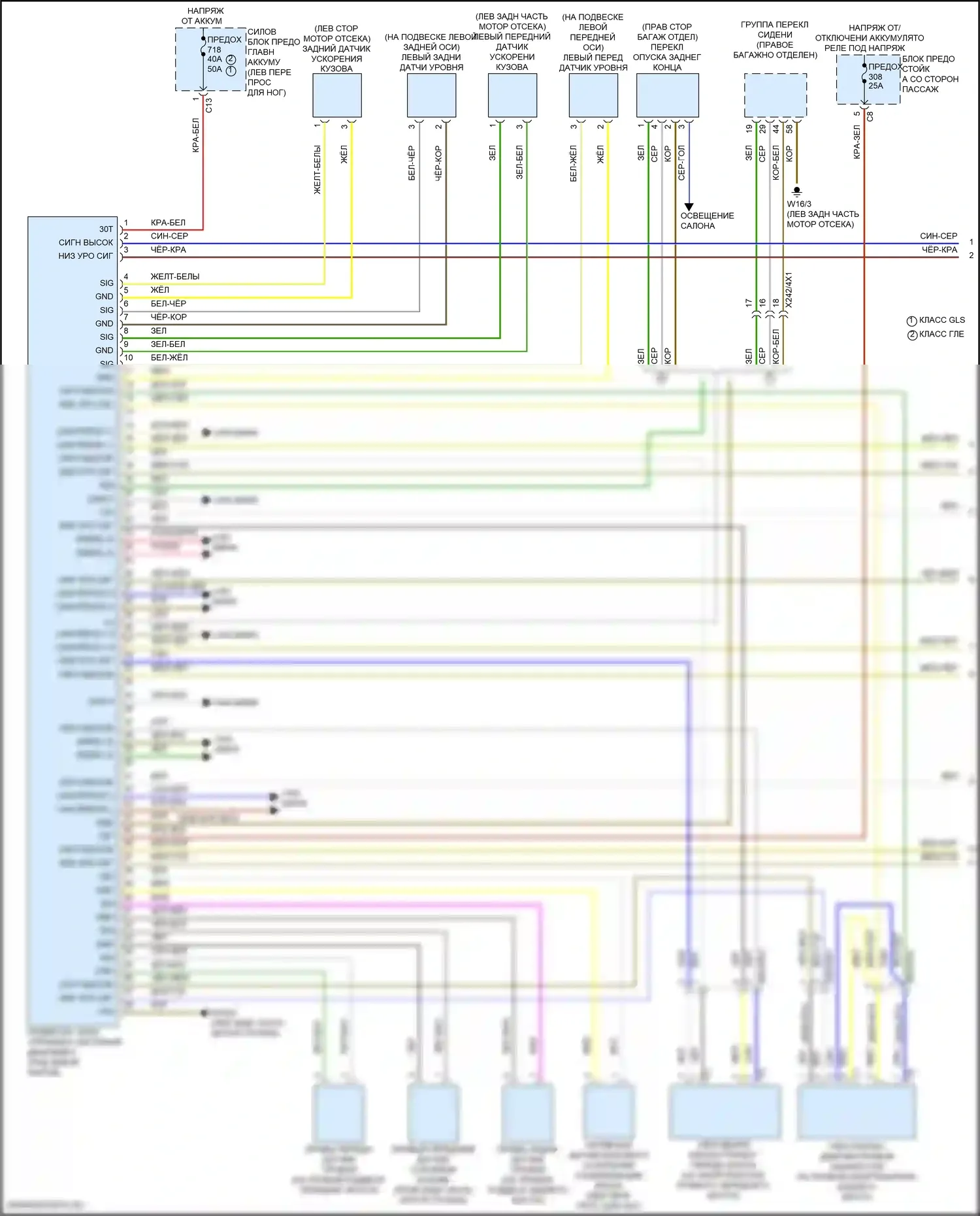 GLE-класс Mercedes-Benz V167 рестайлинг (2023-2024): Электросхема электронной подвески (1 из 2) 