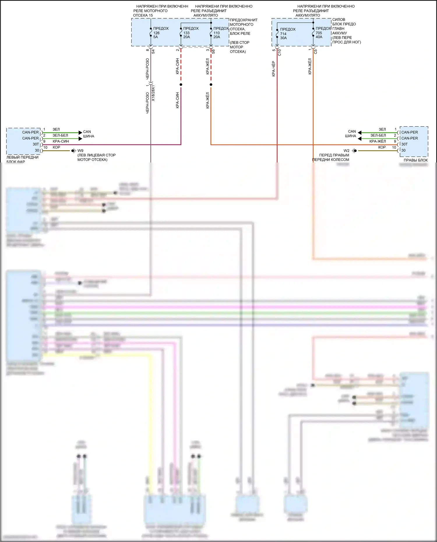GLE-класс Mercedes-Benz V167 рестайлинг (2023-2024): Электросхема фар и фонарей (1 из 2) 