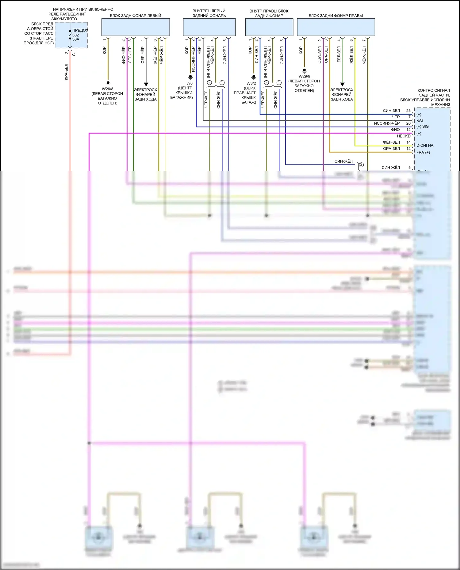 GLE-класс Mercedes-Benz V167 рестайлинг (2023-2024): Электросхема фар и фонарей (2 из 2) 
