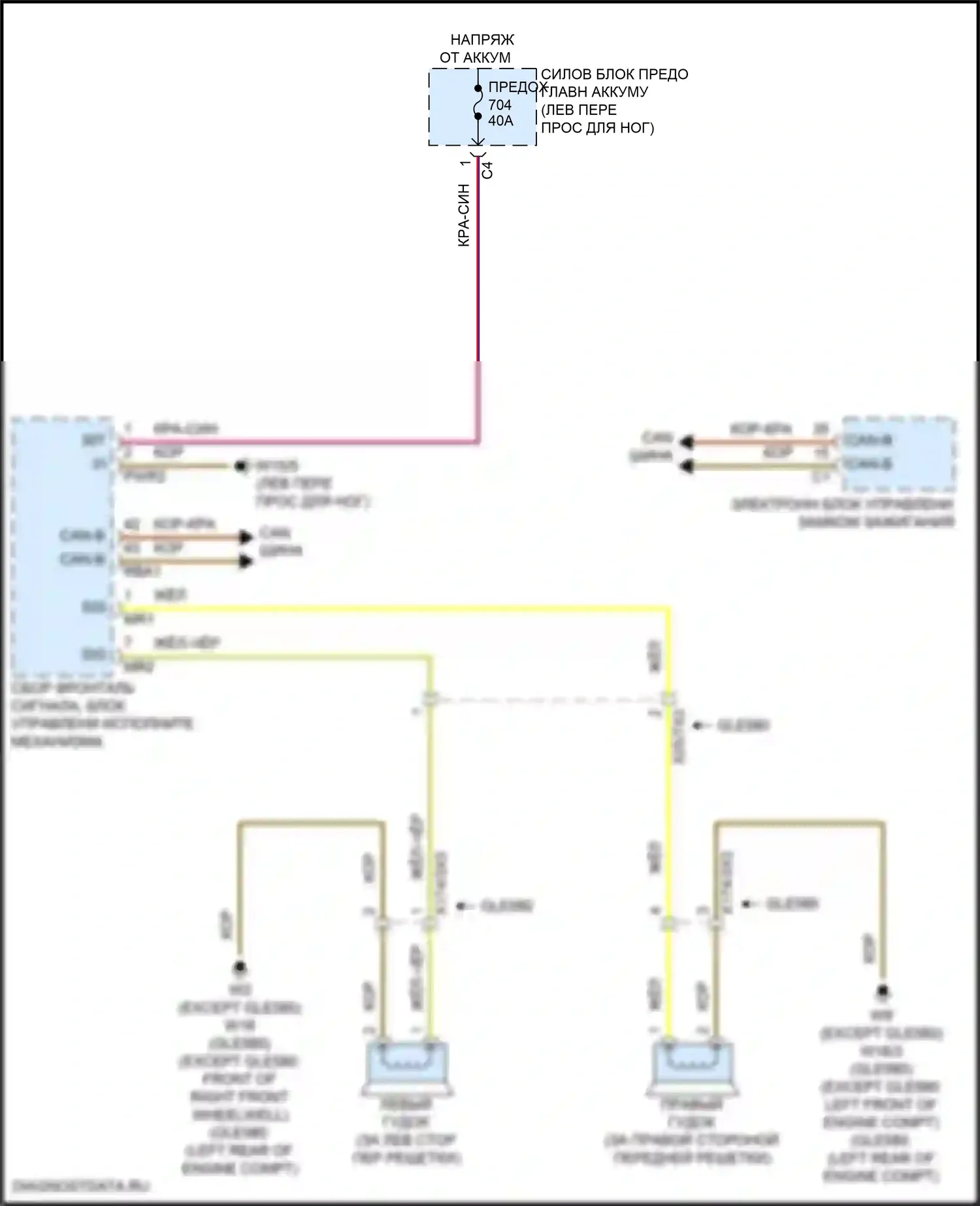 GLE-класс Mercedes-Benz V167 рестайлинг (2023-2024): Электросхема клаксона 