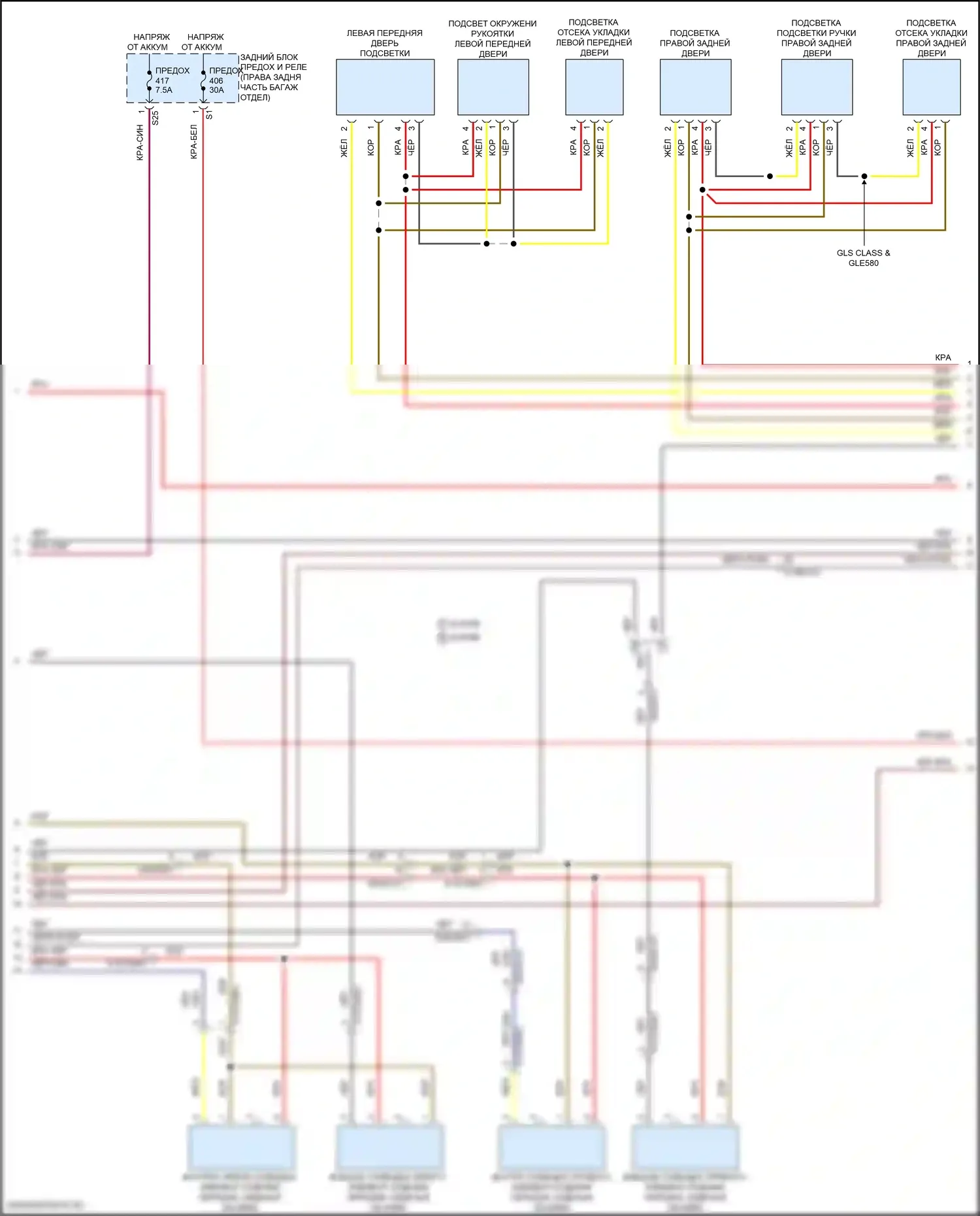 GLE-класс Mercedes-Benz V167 рестайлинг (2023-2024): Электросхема освещения салона (5 из 7) 
