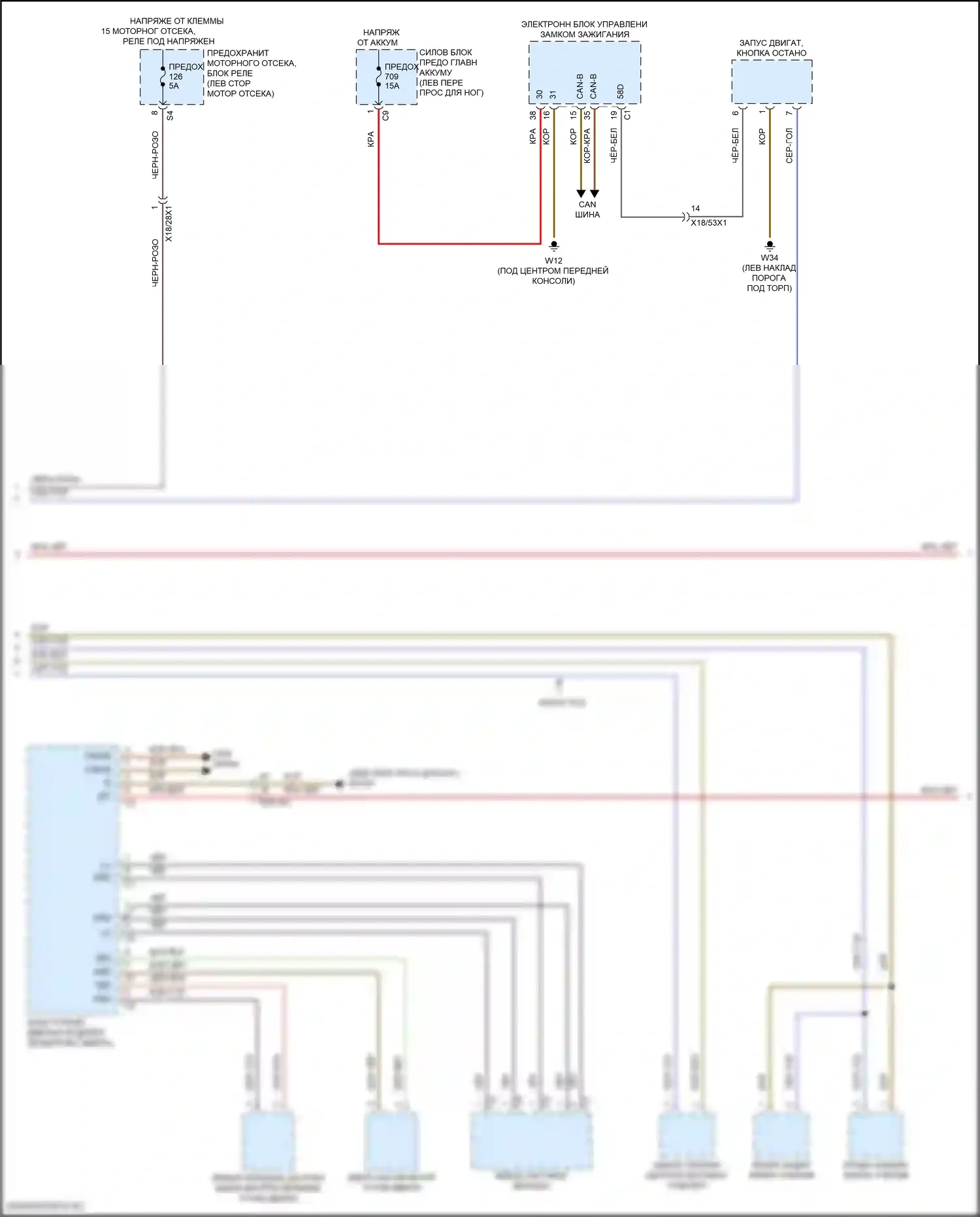 GLE-класс Mercedes-Benz V167 рестайлинг (2023-2024): Электросхема подсветки приборной панели (2 из 3) 