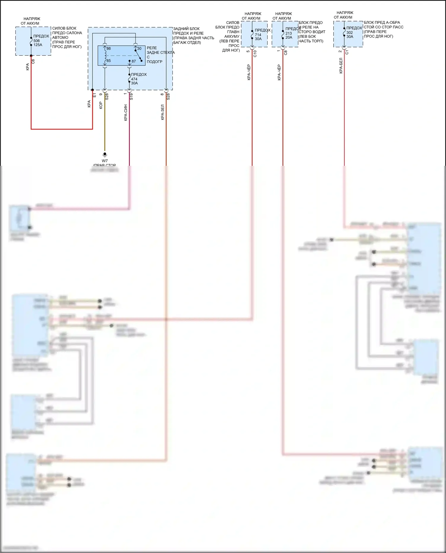 GLE-класс Mercedes-Benz V167 рестайлинг (2023-2024): Электросхема подогрева стекол 