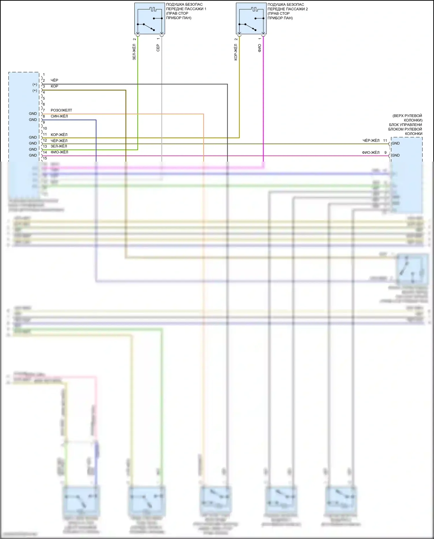 GLE-класс Mercedes-Benz V167 рестайлинг (2023-2024): Электросхема подушек безопасности (2 из 5) 