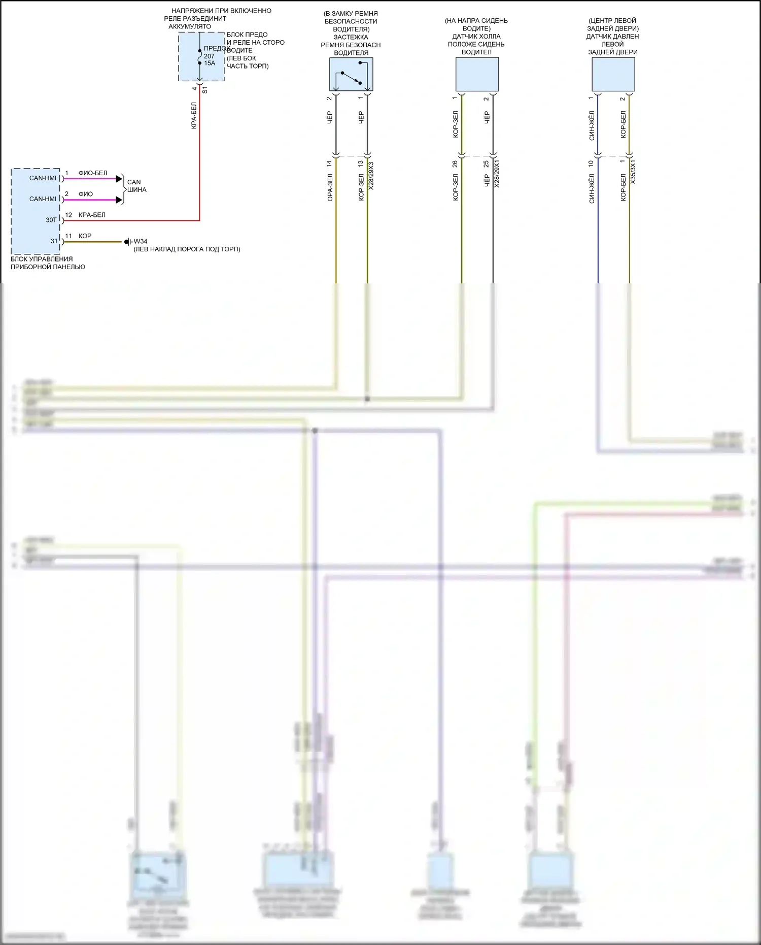 GLE-класс Mercedes-Benz V167 рестайлинг (2023-2024): Электросхема подушек безопасности (3 из 5) 