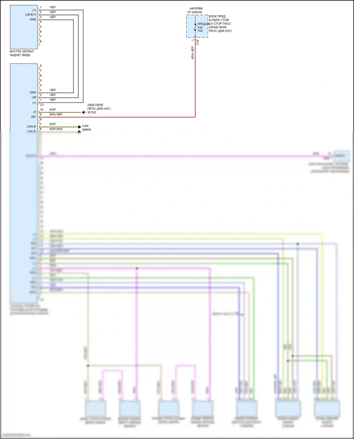 GLE-класс Mercedes-Benz V167 рестайлинг (2023-2024): Электросхема потолочного пульта 