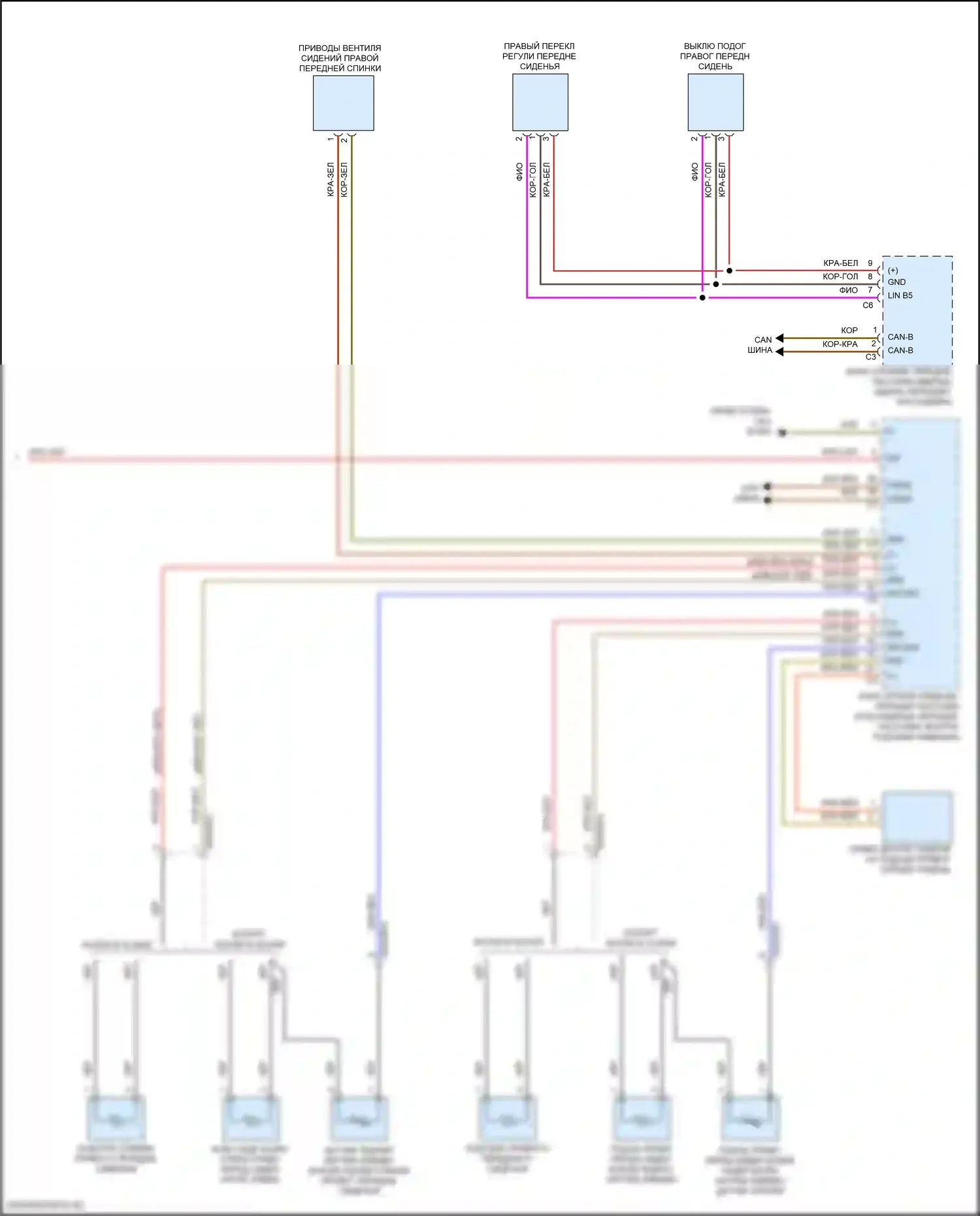 GLE-класс Mercedes-Benz V167 рестайлинг (2023-2024): Электросхема передних обогреваемых сидений, с памятью (2 из 2) 