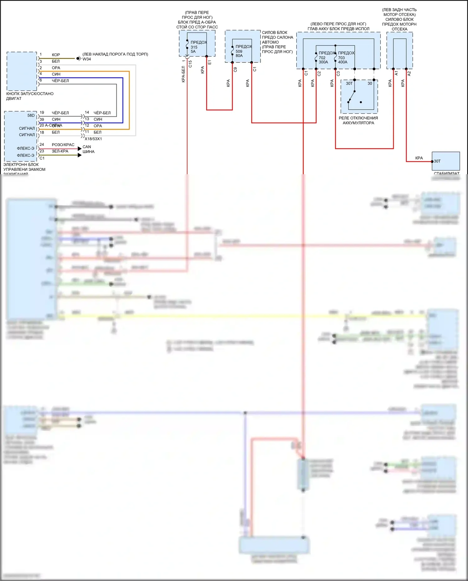 GLE-класс Mercedes-Benz V167 рестайлинг (2023-2024): Электросхема стартера 