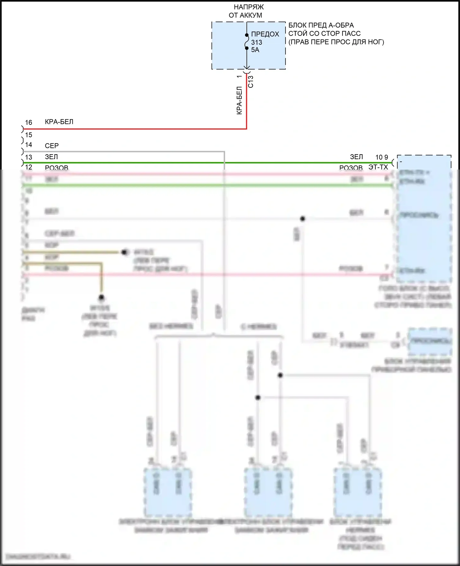 GLE-класс Mercedes-Benz V167 (2018-2023): Электросхема диагностического разхъема 