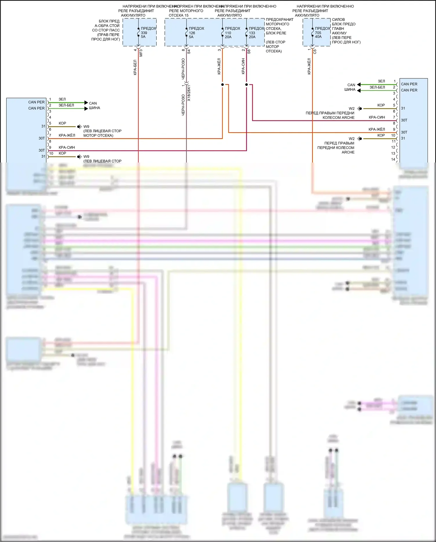 GLE-класс Mercedes-Benz V167 (2018-2023): Электросхема фар, с адаптивными светодиодными фарами 