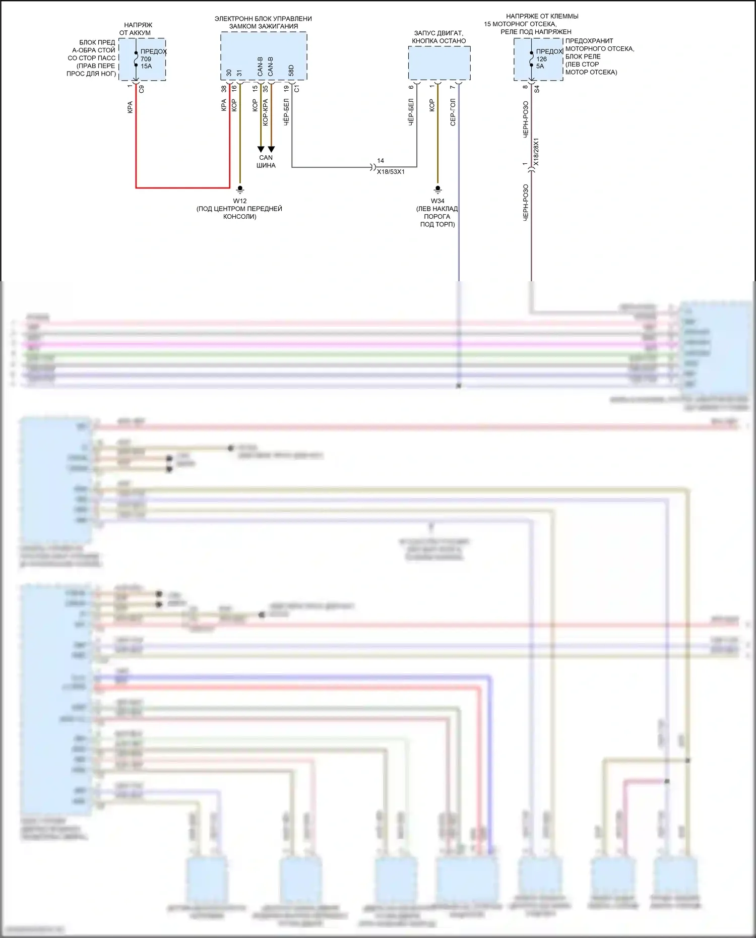 GLE-класс Mercedes-Benz V167 (2018-2023): Электросхема подсветки приборной панели (2 из 3) 