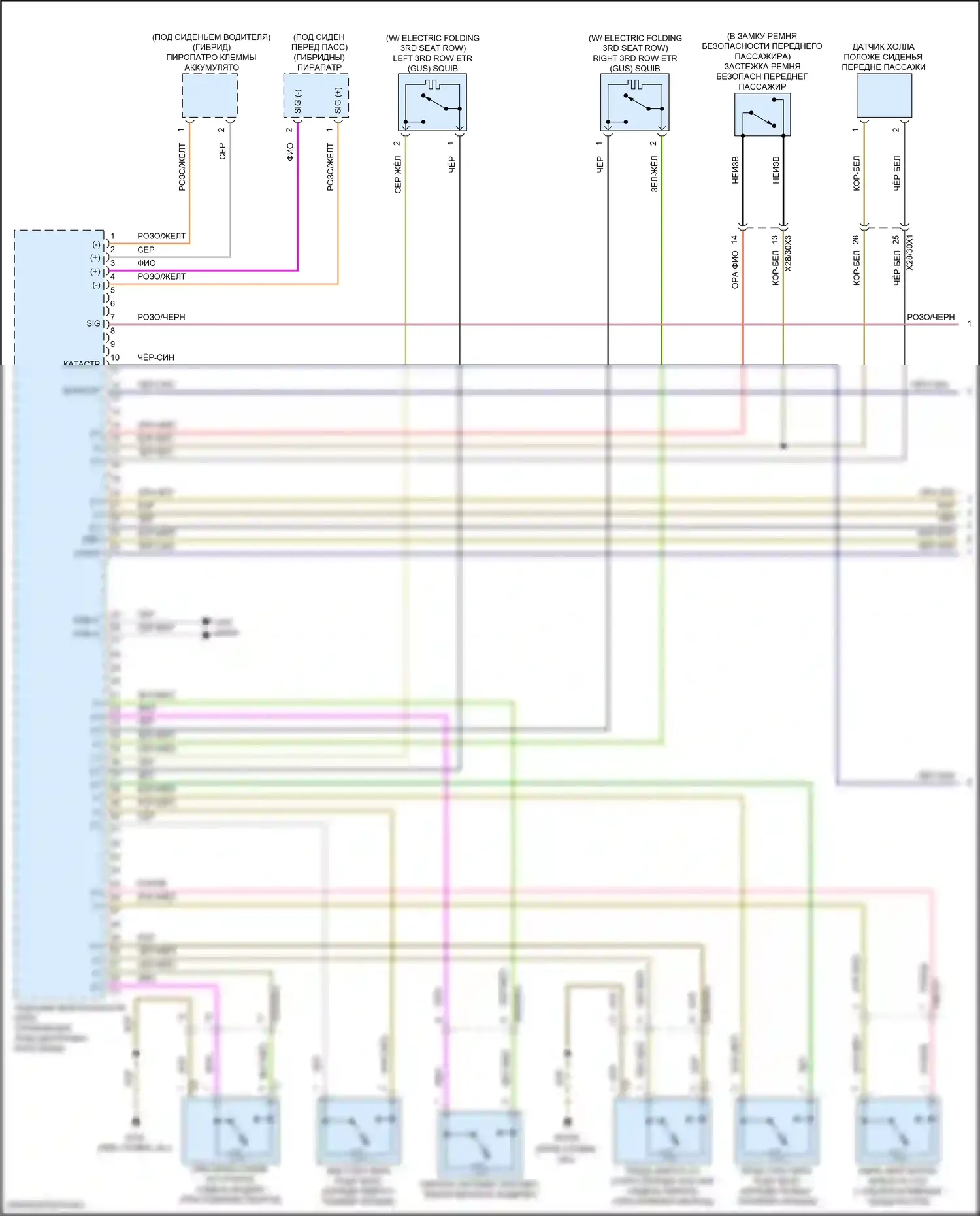 GLE-класс Mercedes-Benz V167 (2018-2023): Электросхема подушек безопасности (1 из 5) 