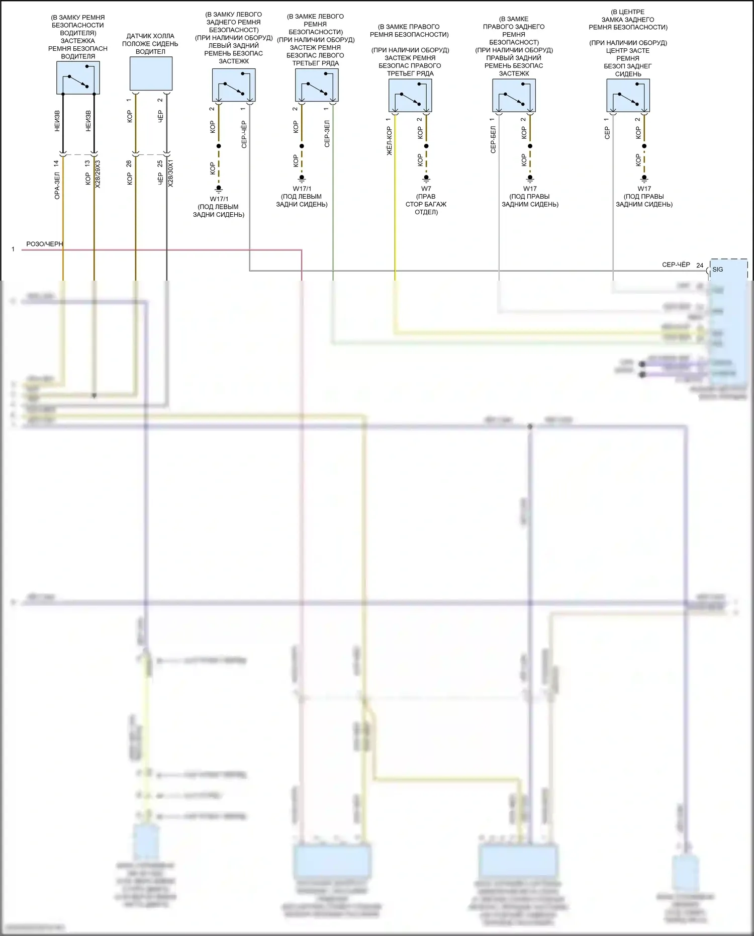 GLE-класс Mercedes-Benz V167 (2018-2023): Электросхема подушек безопасности (2 из 5) 